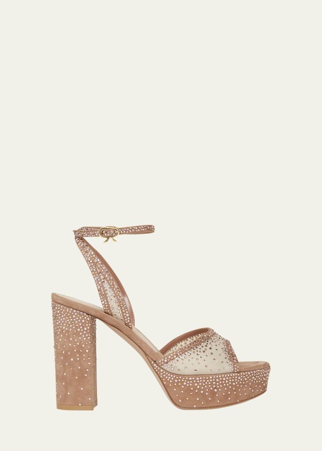 Gianvito Rossi Metallic Raffia Crisscross Platform Sandals