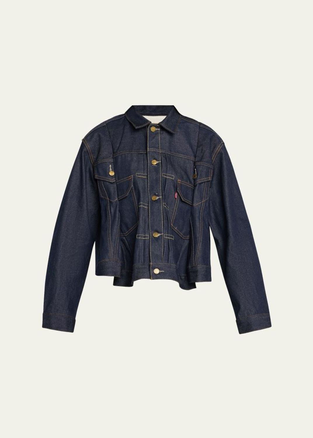 SACAI Denim And Knit Short-Sleeve Sweater - Bergdorf Goodman