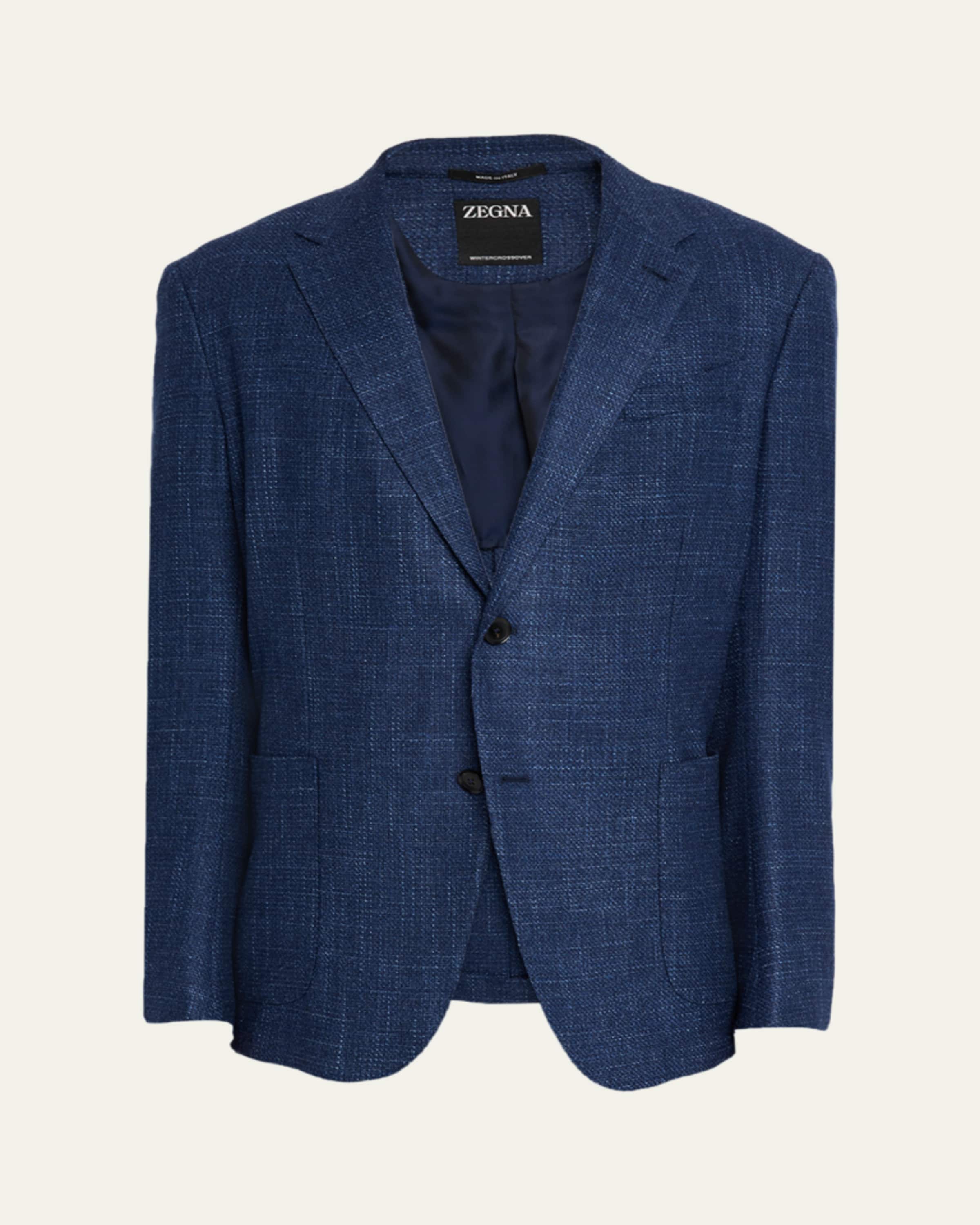 ZEGNA Men's Winter Crossover Check Single-Breasted Sport Coat