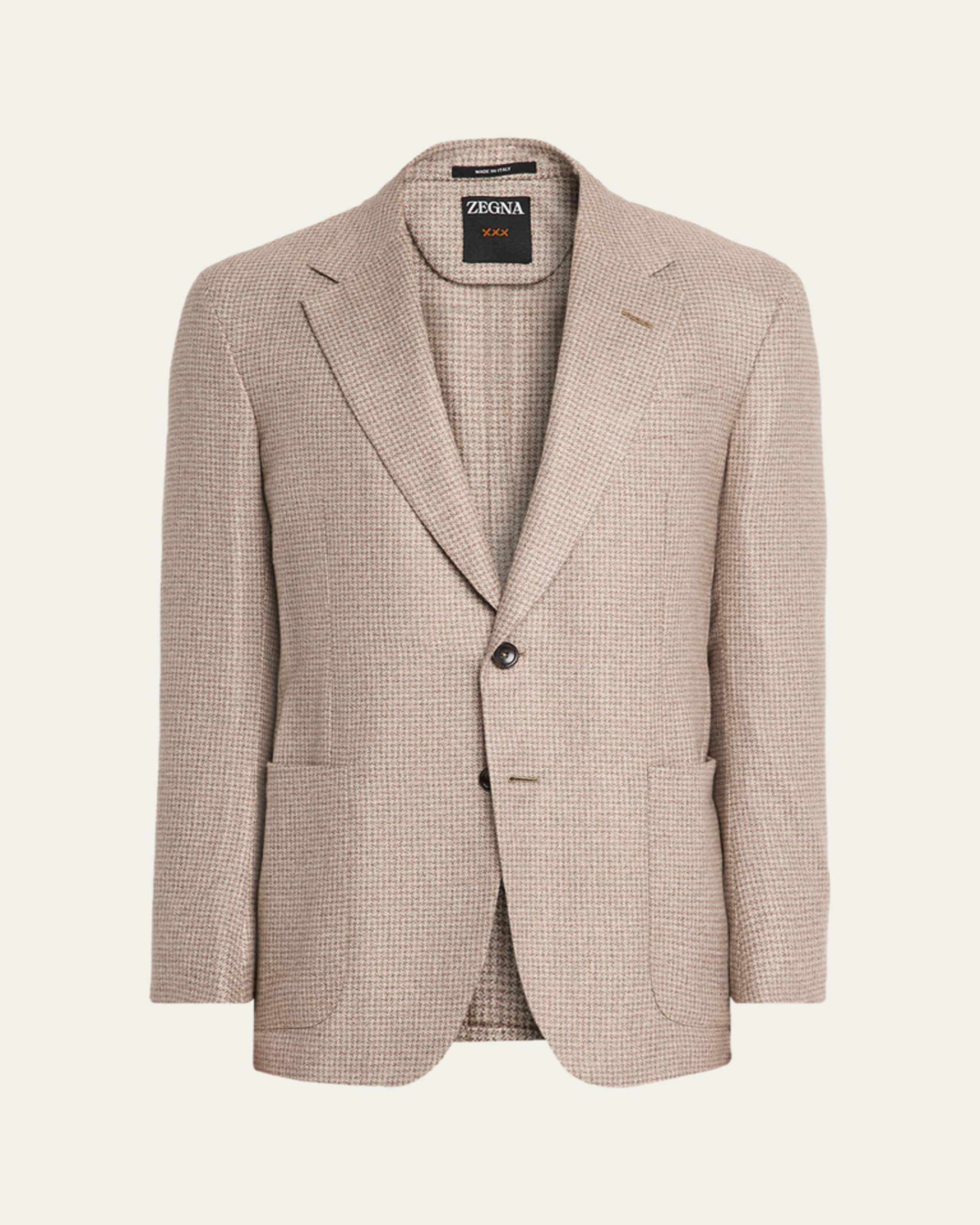 ジ*ン様 Zegna Sport MICROCOTTONジャケット ベージュL ZEGNA Men's Winter Crossover Check Single-Breasted Sport Coat