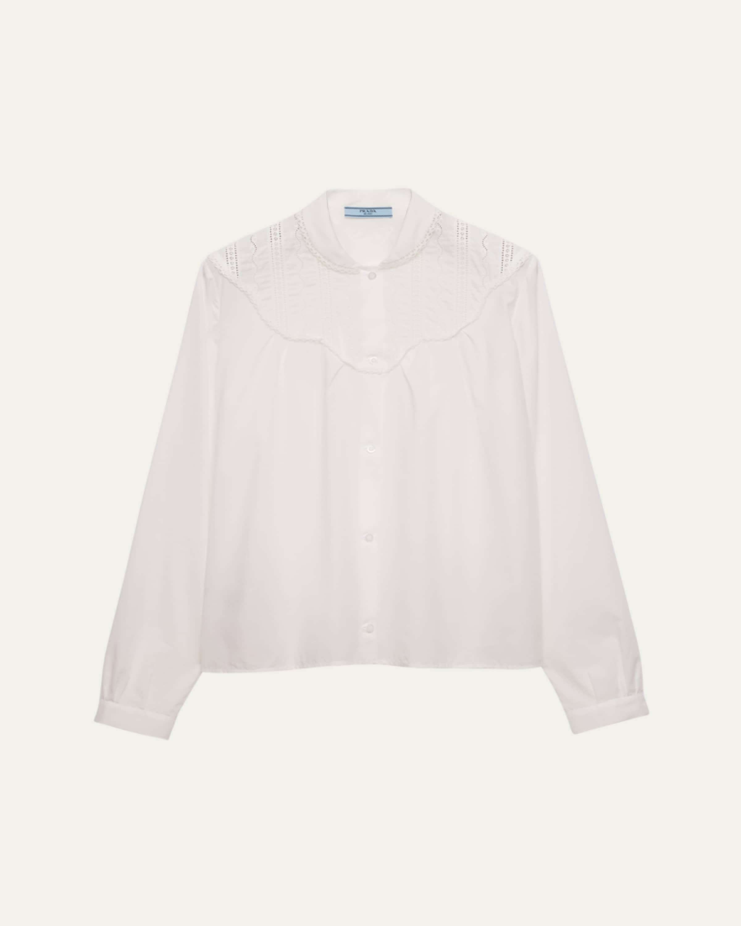 Prada Smocked Canvas Fit-and-Flare Midi Shirt Dress - Bergdorf Goodman