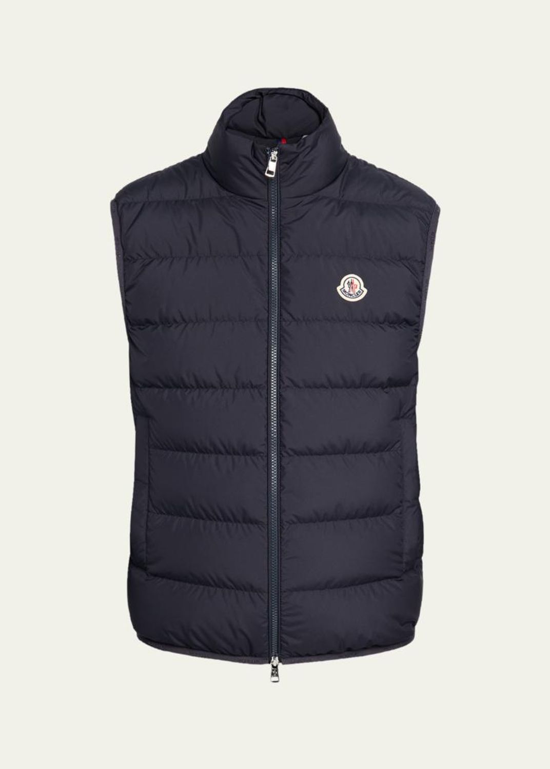 Moncler Men's Full-Zip Leather-Emblem Vest - Bergdorf Goodman