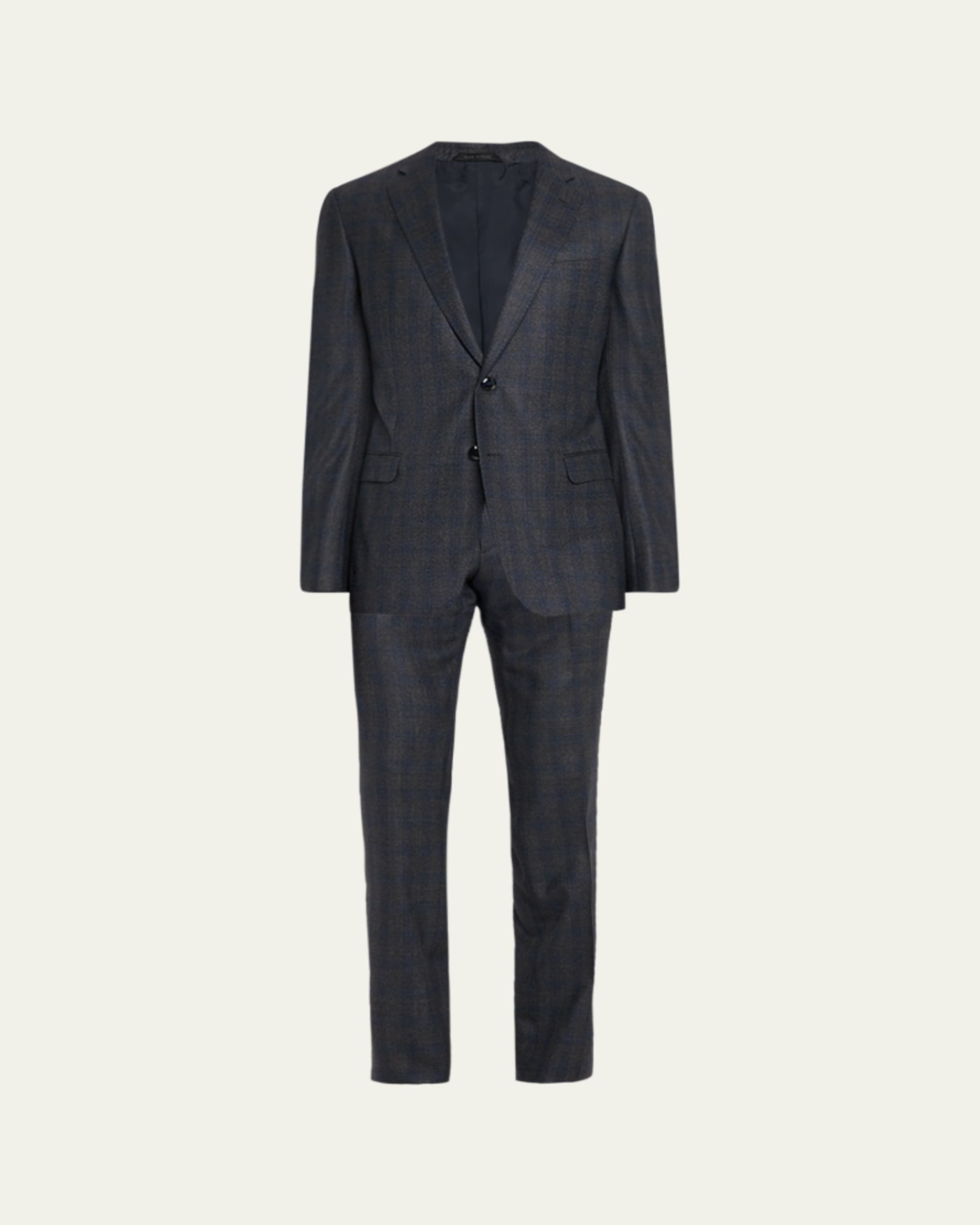 Giorgio Armani Men's Micro-Squares Wool Classic Fit Suit