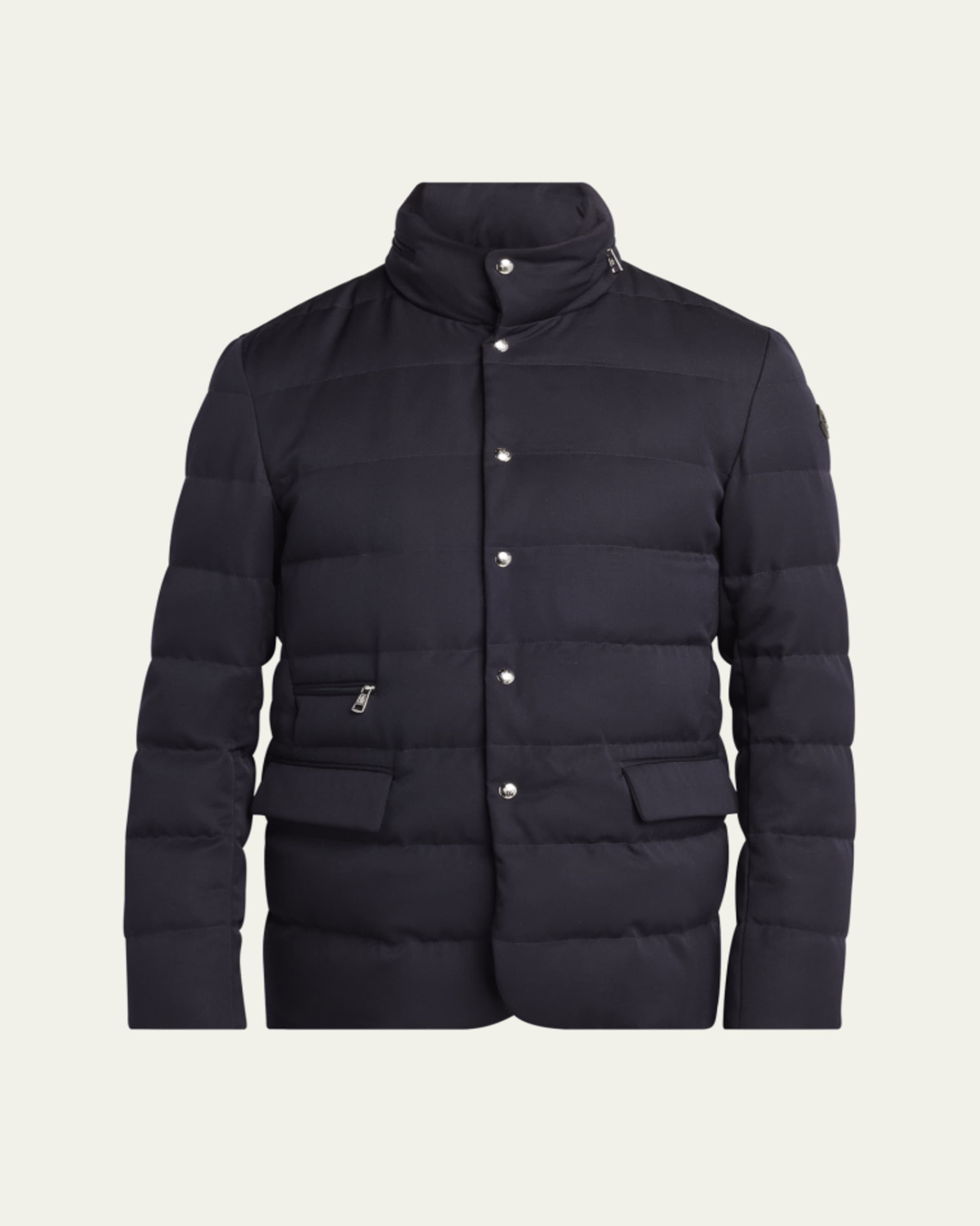 Moncler Men's Padded Wool Full-Zip Cardigan - Bergdorf Goodman