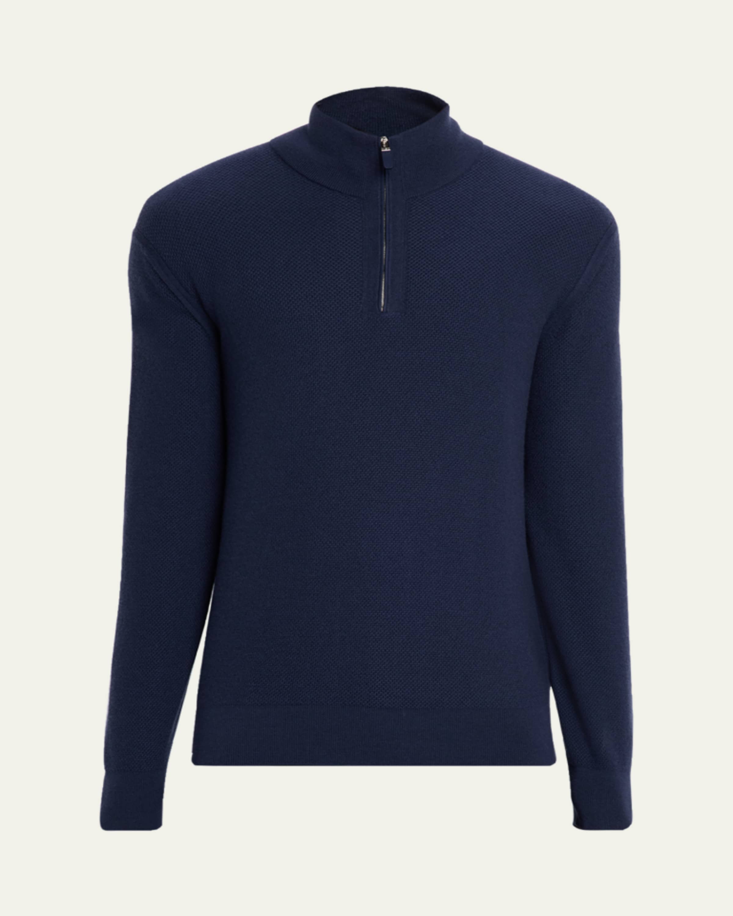 ZEGNA Men's Cashmere Waffle-Knit Quarter-Zip Sweater - Bergdorf