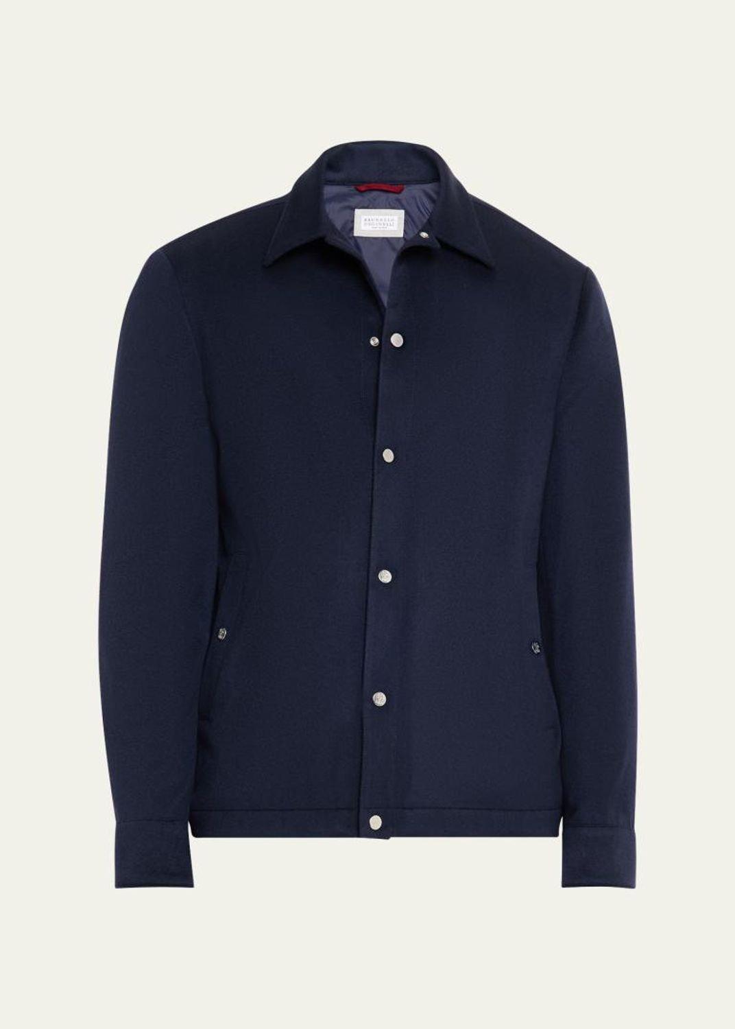 Brunello Cucinelli Men's Nylon Corduroy-Collar Full-Zip Jacket