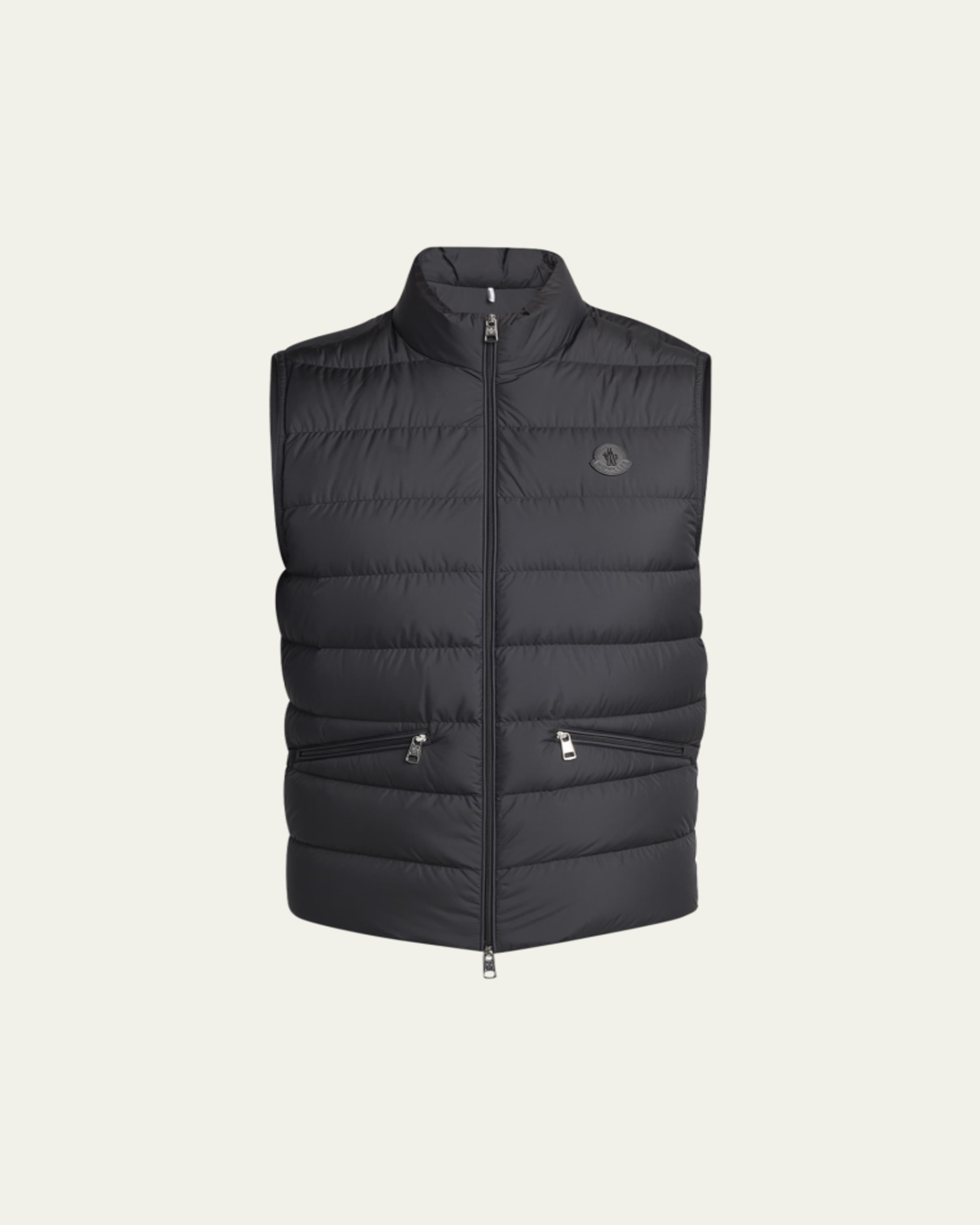 新作　BENTU VEST / BLK (999) Moncler Moncler Men's Full-Zip Leather-Emblem Vest - Bergdorf Goodman