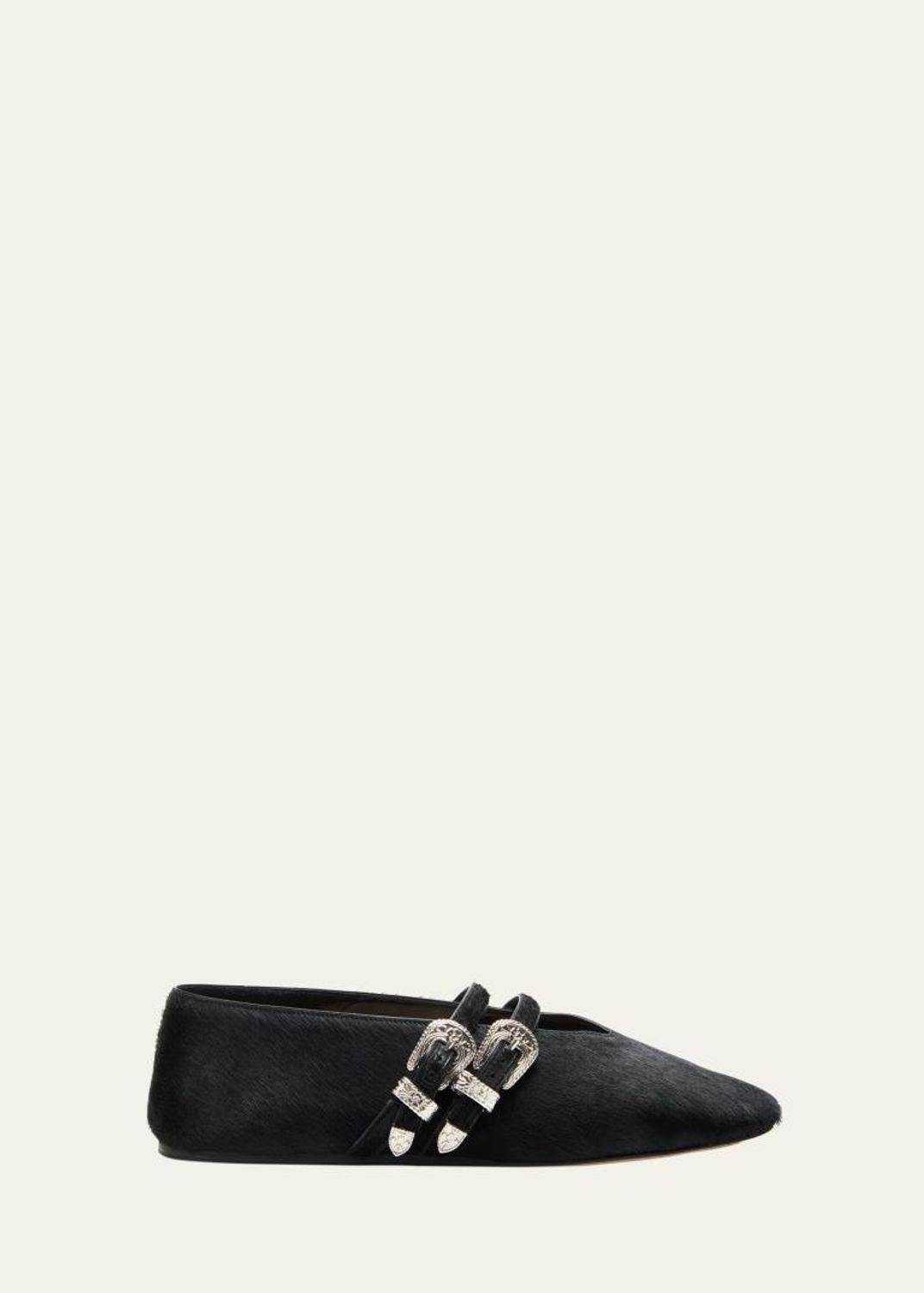 Le Monde Beryl Claudia Suede Western-Buckle Ballerina Flats