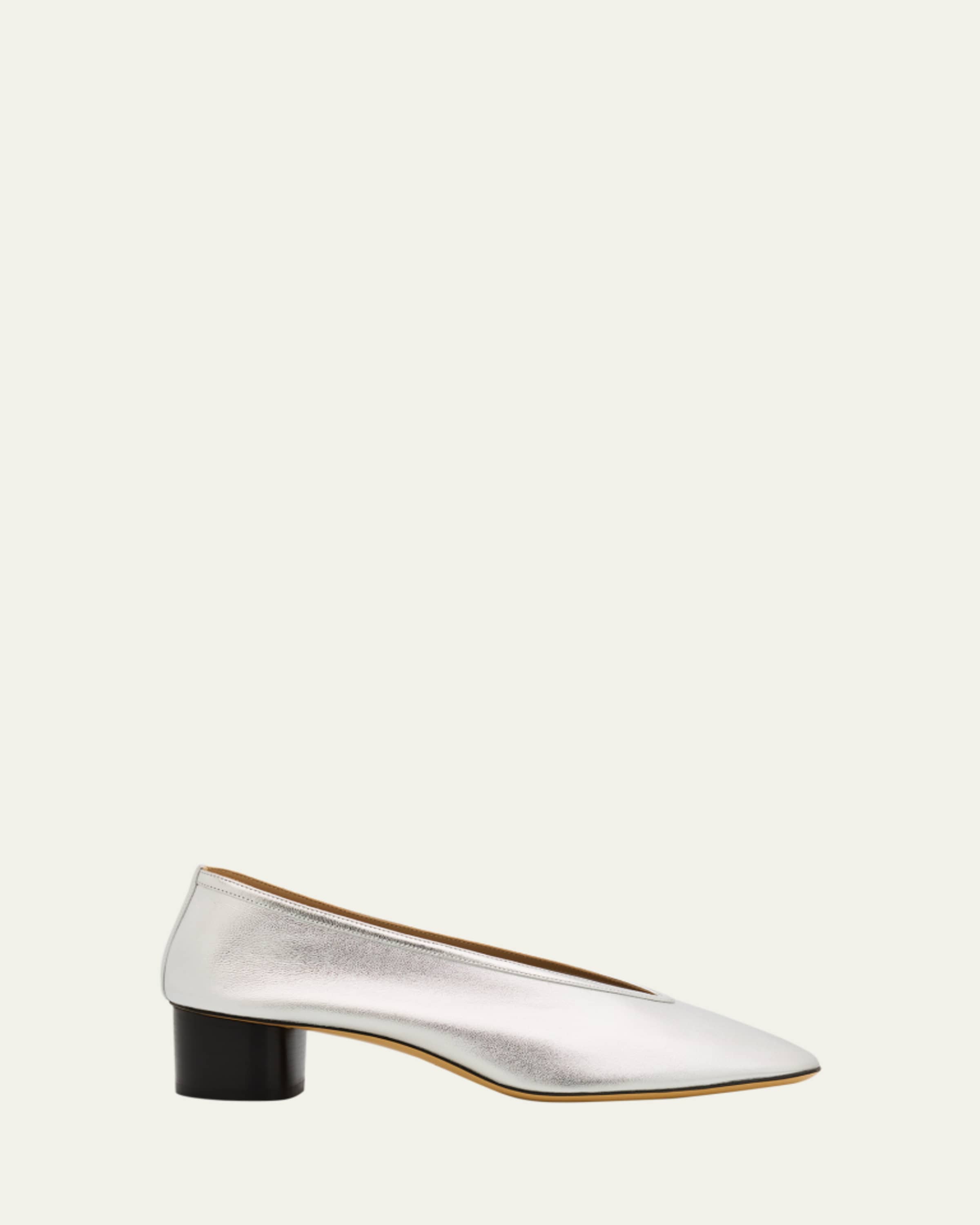 Woven Leather Ballerina Pumps