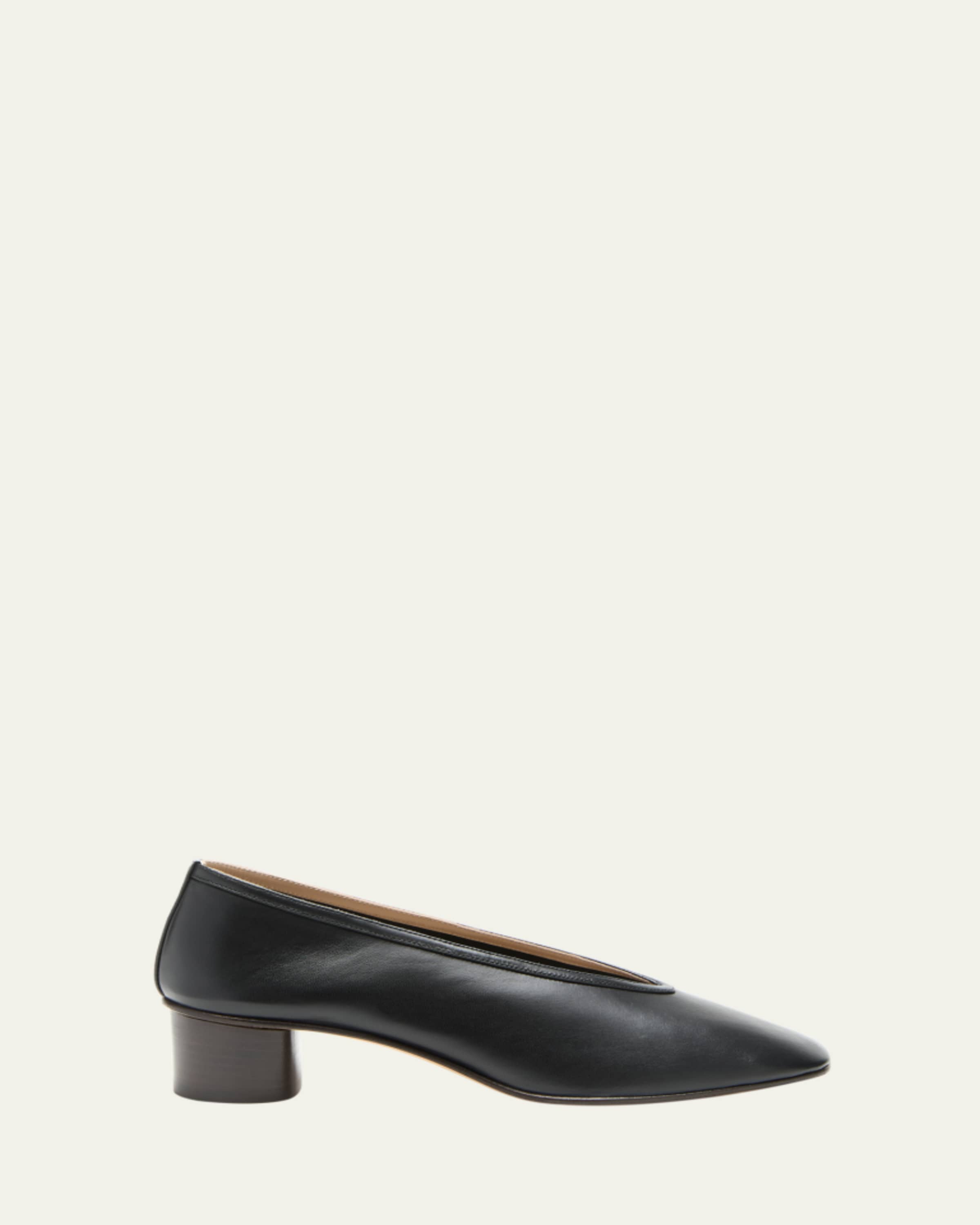 Woven Leather Ballerina Pumps