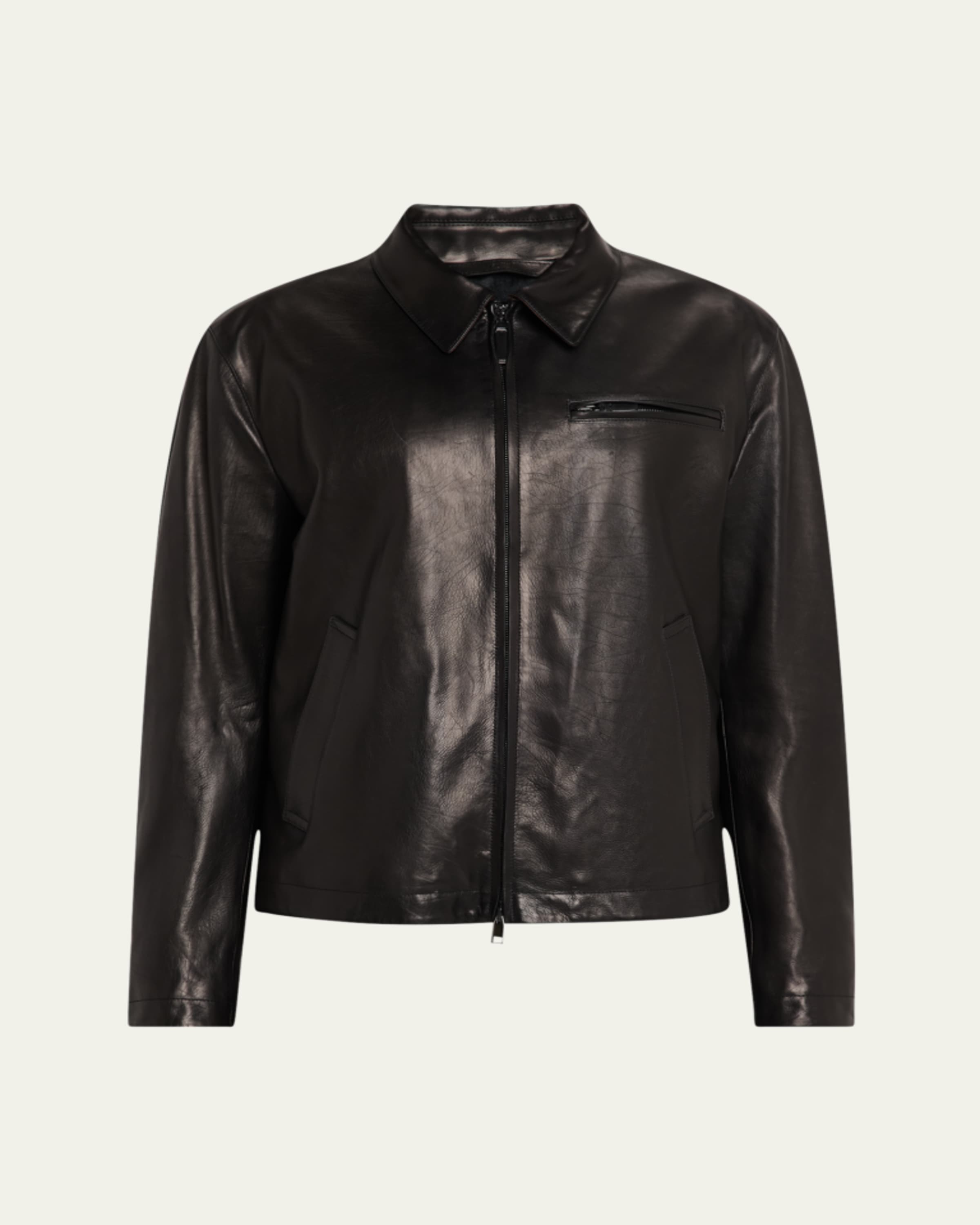 Brioni Men's Leather Button-Front Blouson - Bergdorf Goodman