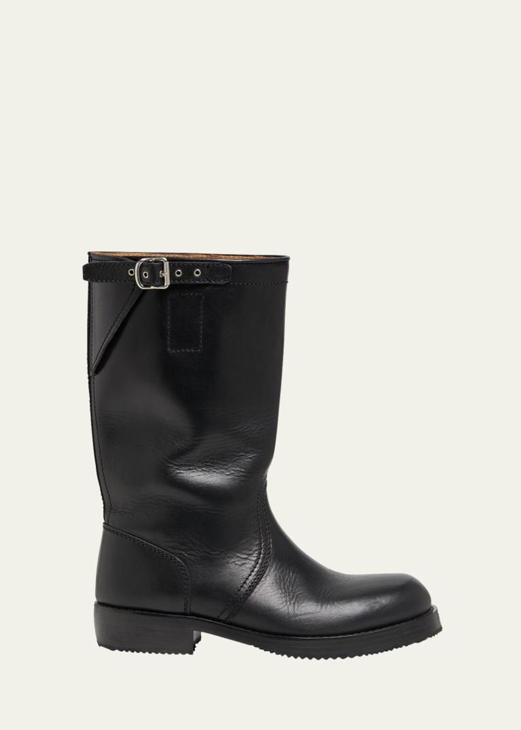 なるさんbuckle zip Biker Leather boots McQueen Men's Biker Leather Center-Zip Buckle Boots - Bergdorf Goodman