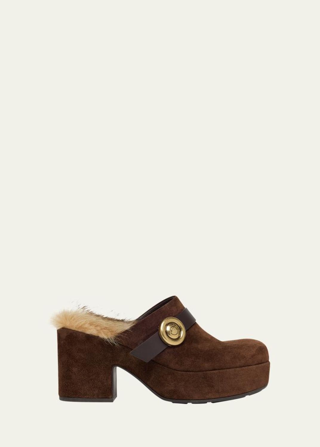 Moncler Amalia Shearling-Lined Suede Mules - Bergdorf Goodman
