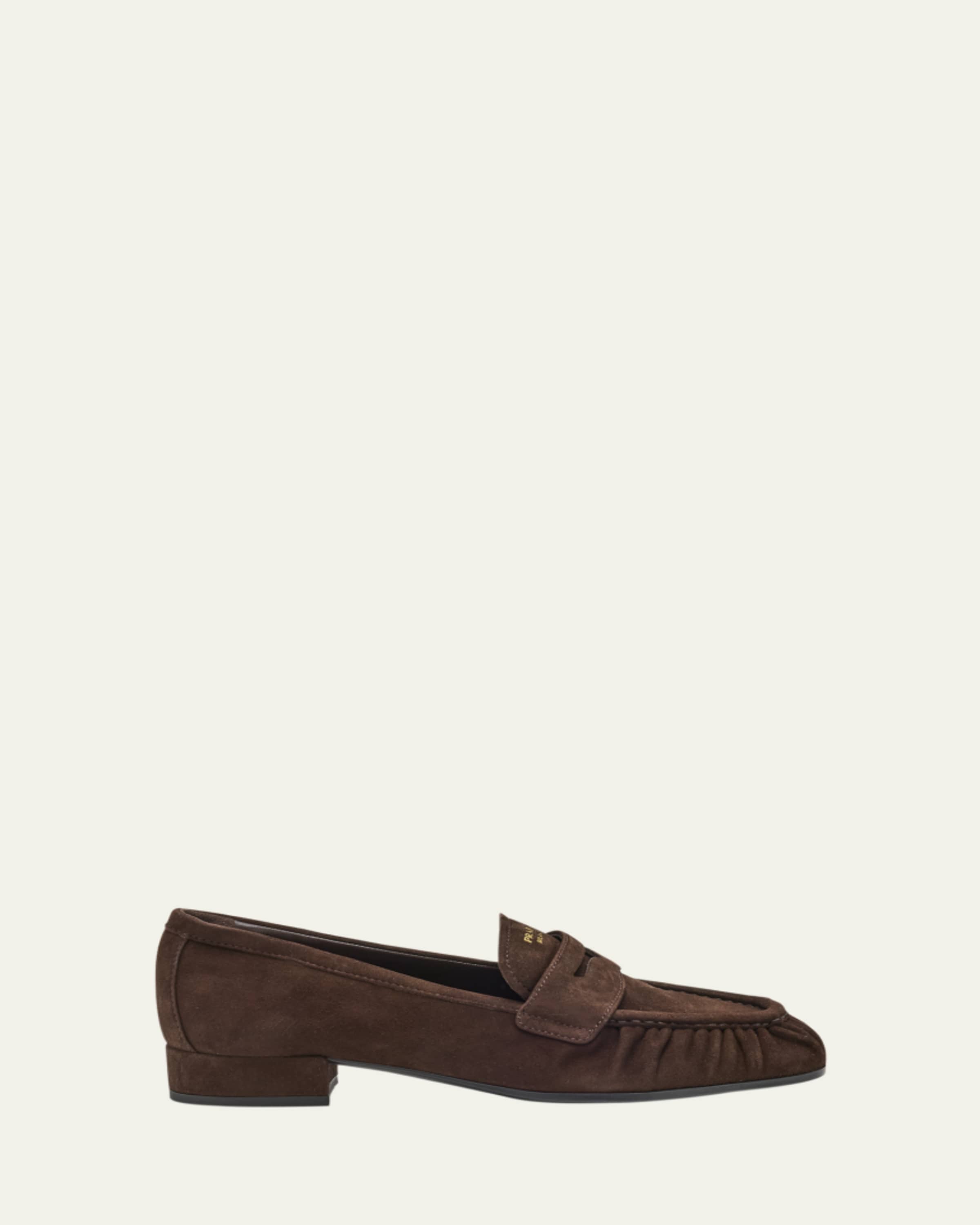 Prada Ruched Leather Loafers - Bergdorf Goodman