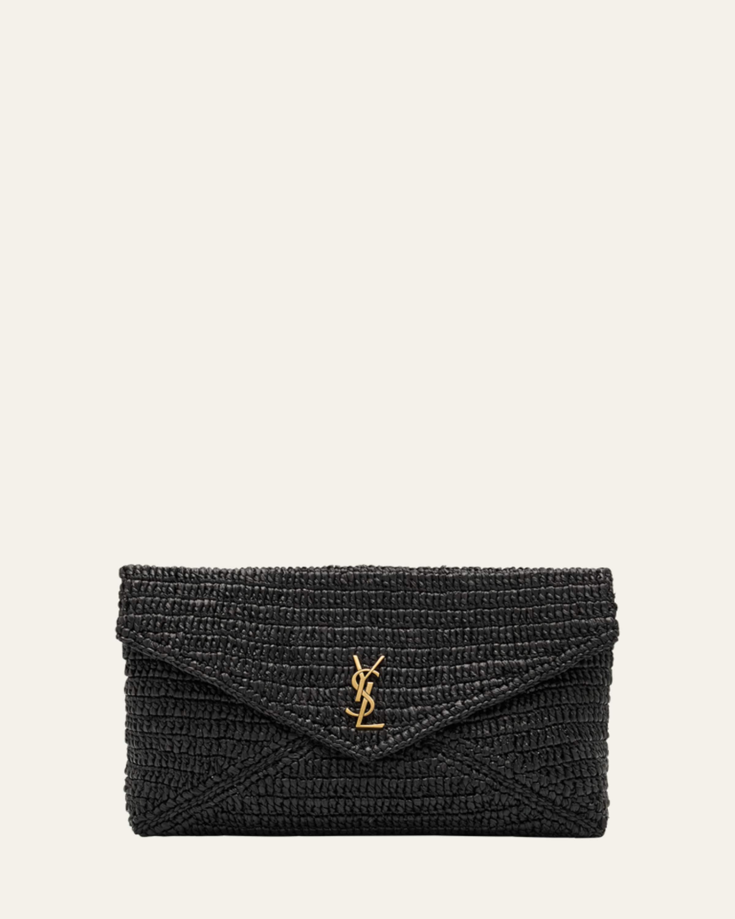 Saint Laurent Uptown YSL Pouch in Grained Leather - Bergdorf Goodman