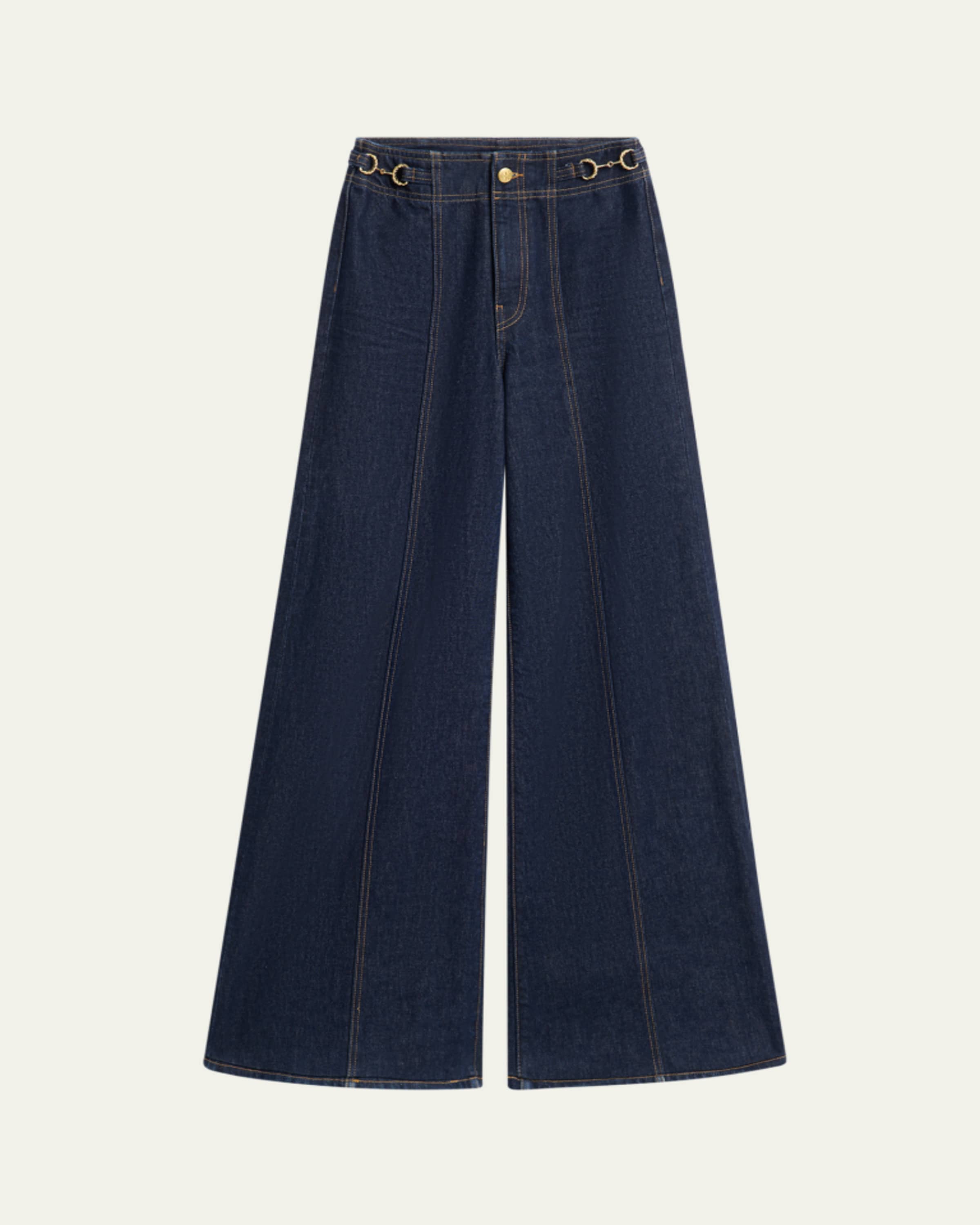Sea Stasia Crochet-Trim Utility Jeans - Bergdorf Goodman