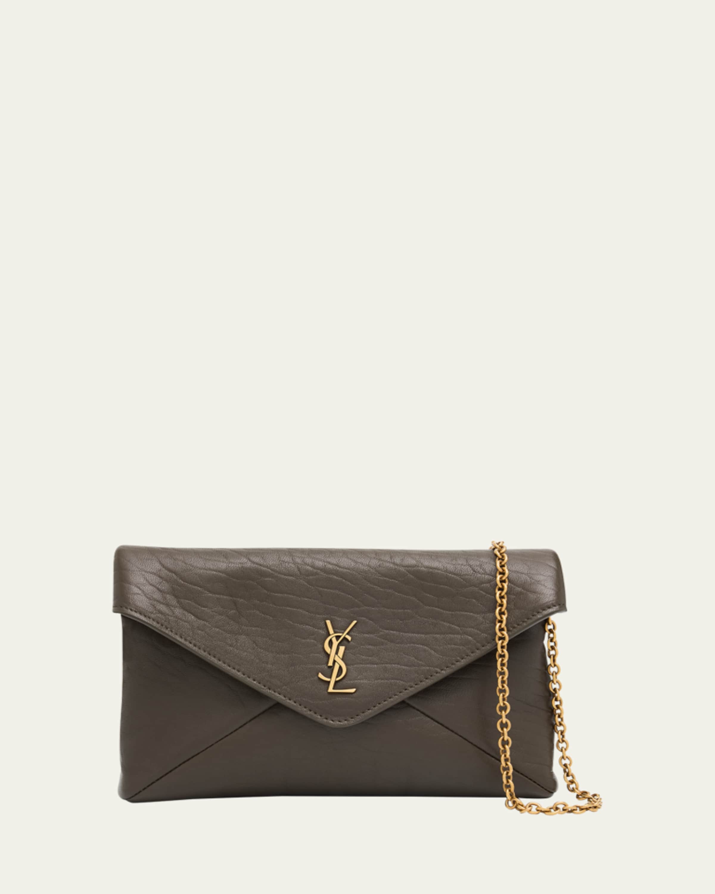 Saint Laurent Cassandre YSL Monogram Trifold Wallet in Grained