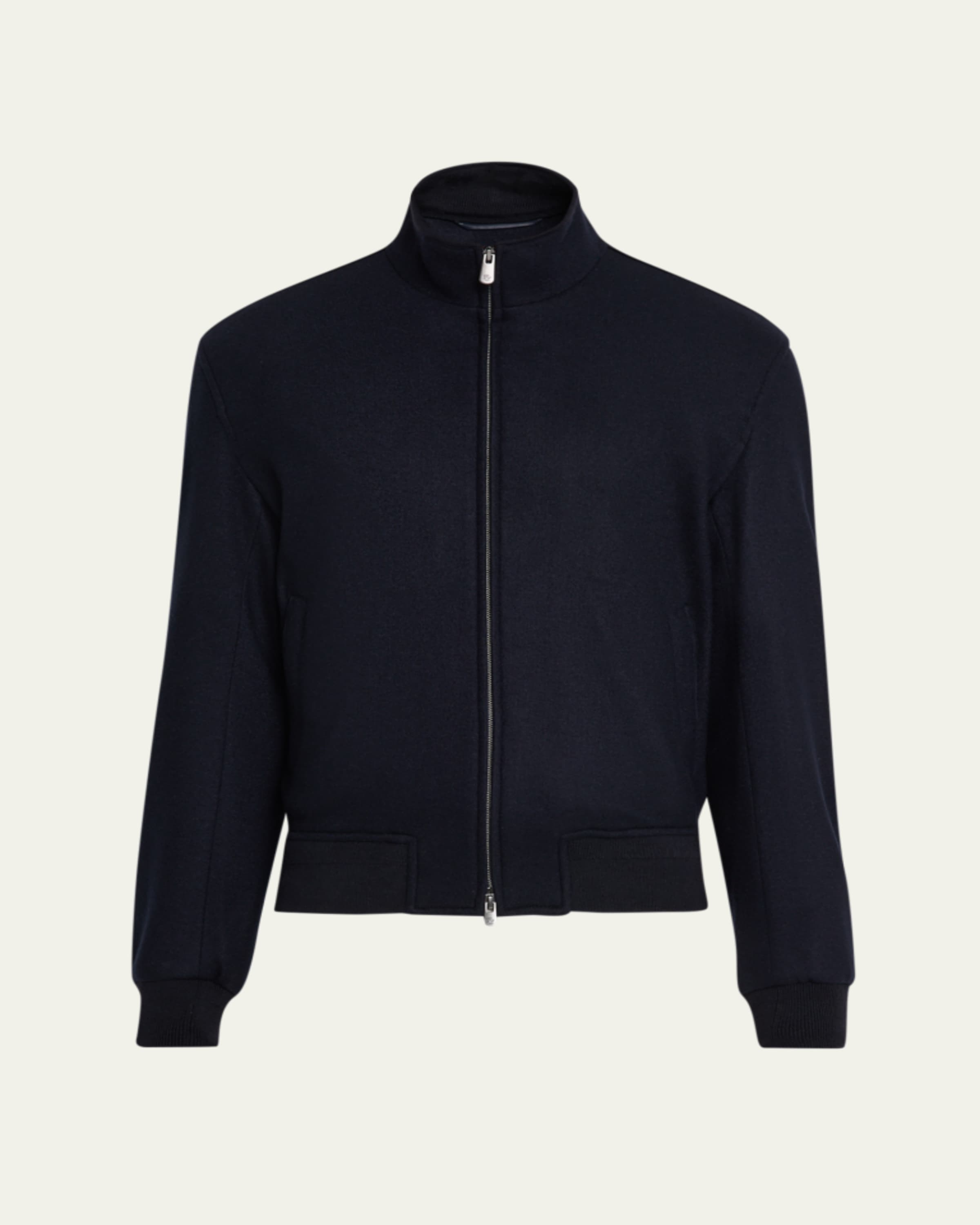 Ralph Lauren Purple Label Piqué-Knit Wool Quarter-Zip Sweater