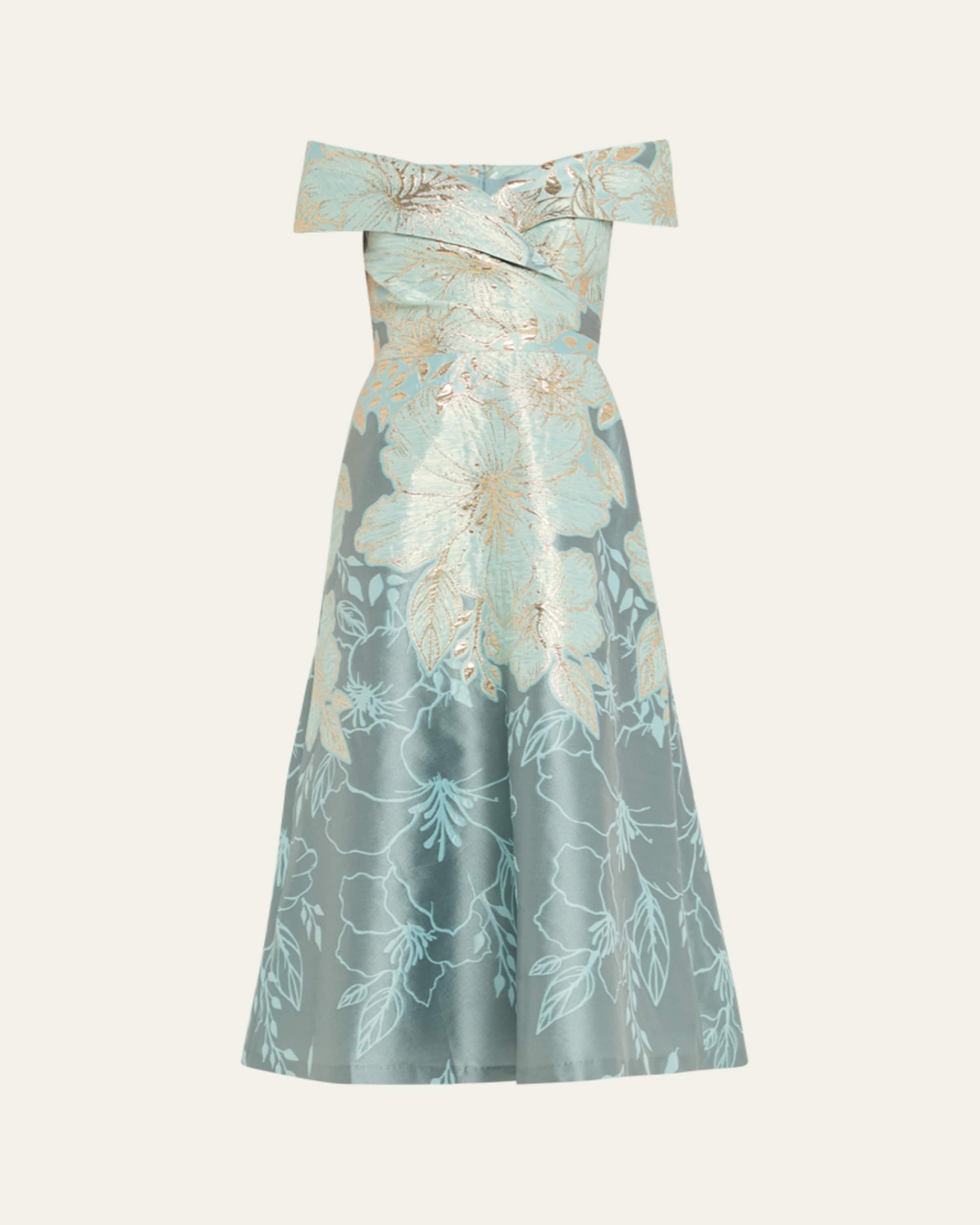 teri jon by rickie freeman lace midi dress Lace Pattern Midi Length Dress