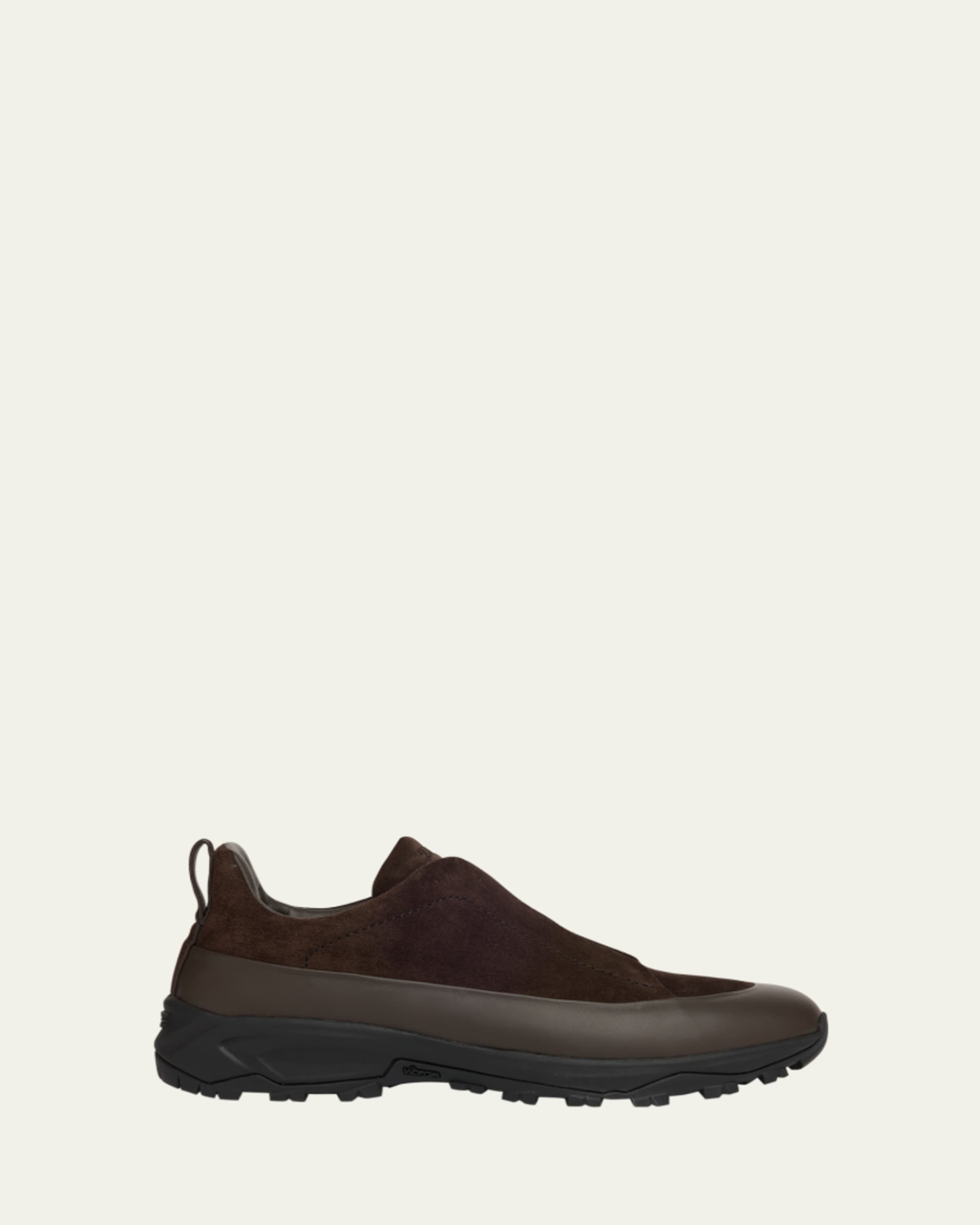 未使用 E.Z BY ZEGNA 牛革靴 MADE IN ITALY 43 ZEGNA Men's Triple Stitch™ Monte Grained Leather Slip-On Sneakers