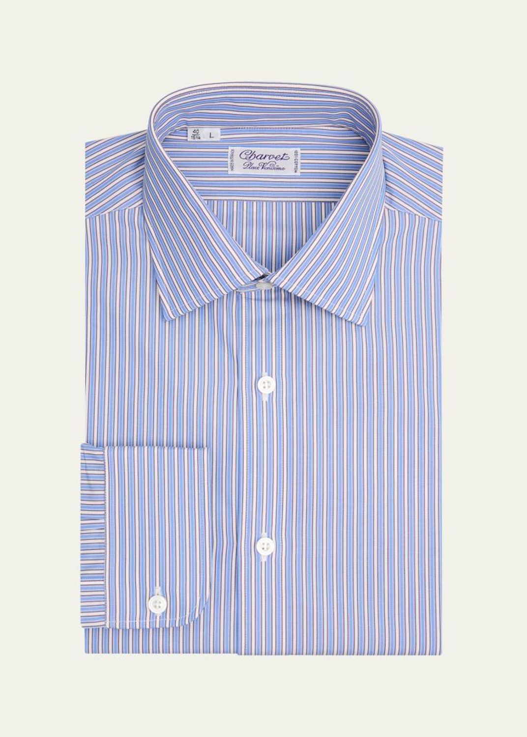 90s~ Charvet シャルべ cotton dress shirt 17 Charvet Men's Slim-Fit Cotton Multi-Stripe Dress Shirt - Bergdorf