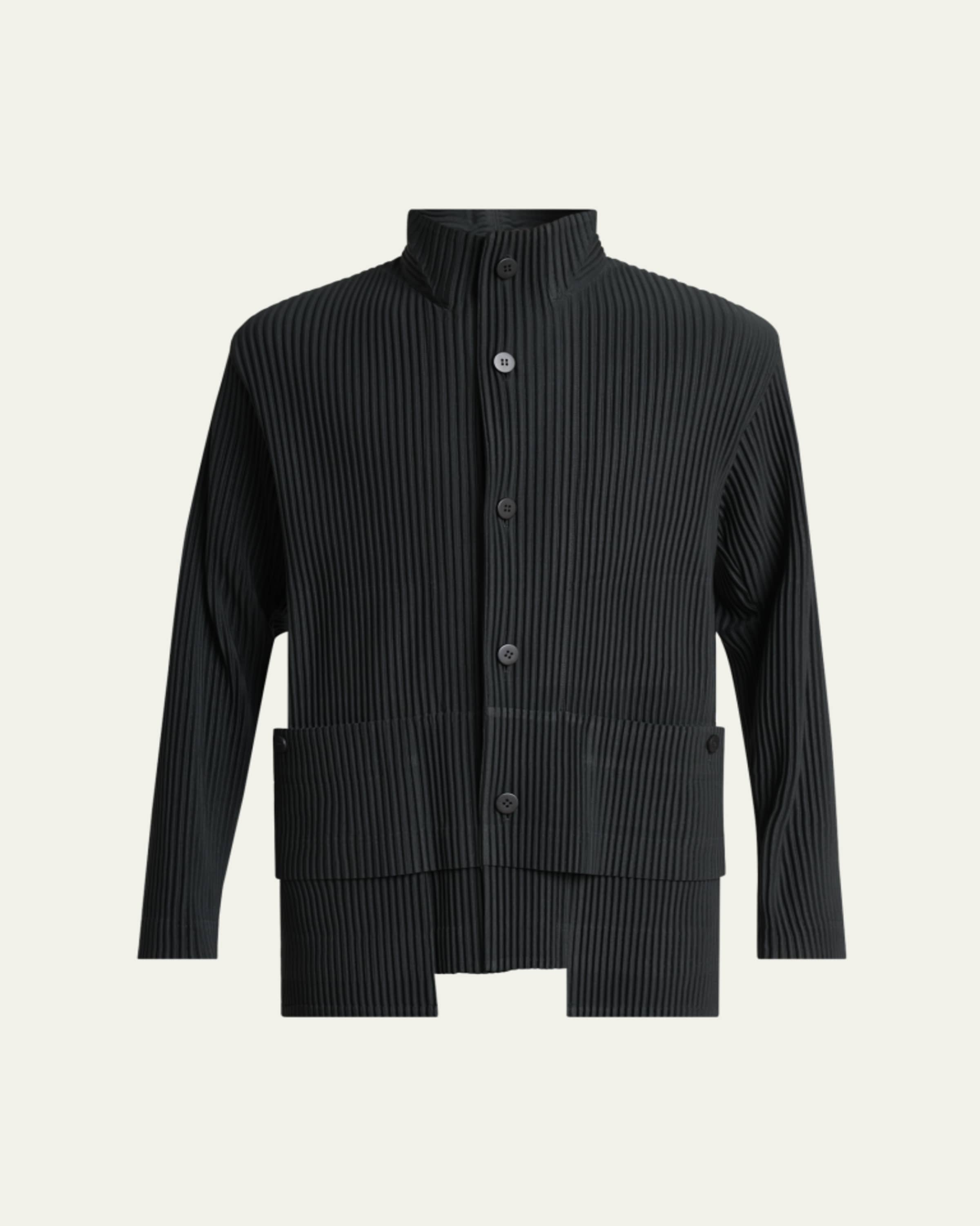 Homme Plisse Issey Miyake Men's Paintbrush Agate-Print Pleated