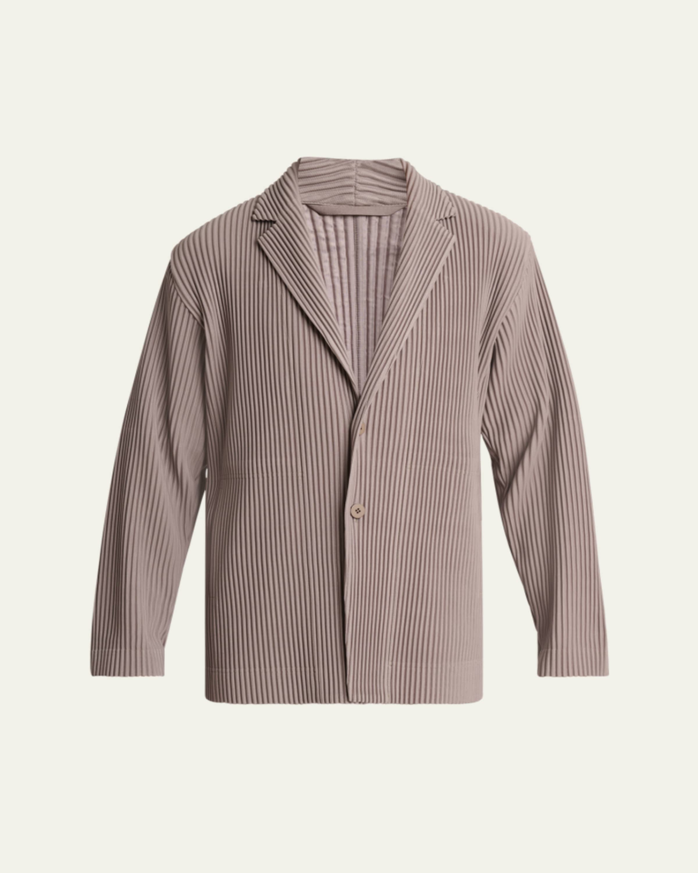 Homme Plisse Issey Miyake Men's Pleated Double-Breasted Blazer