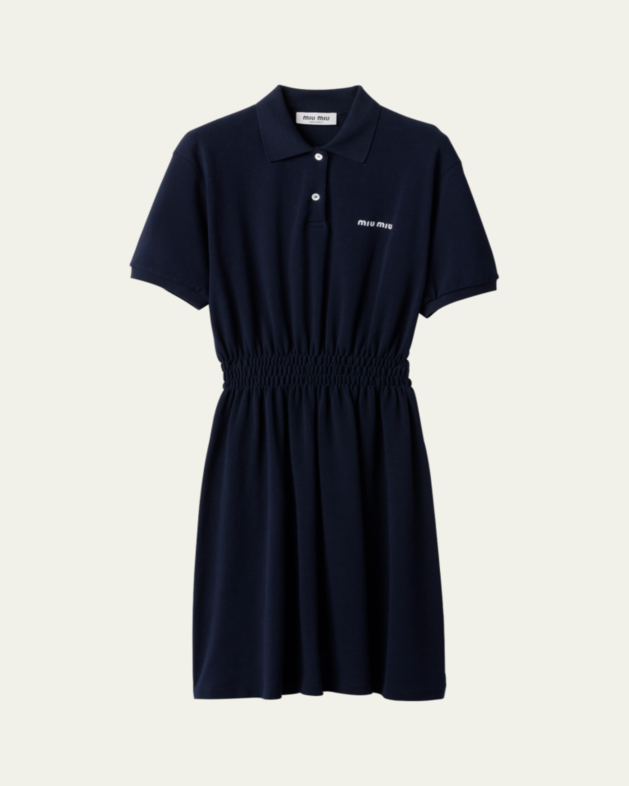 Striped Short-Sleeve Midi Shirtdress