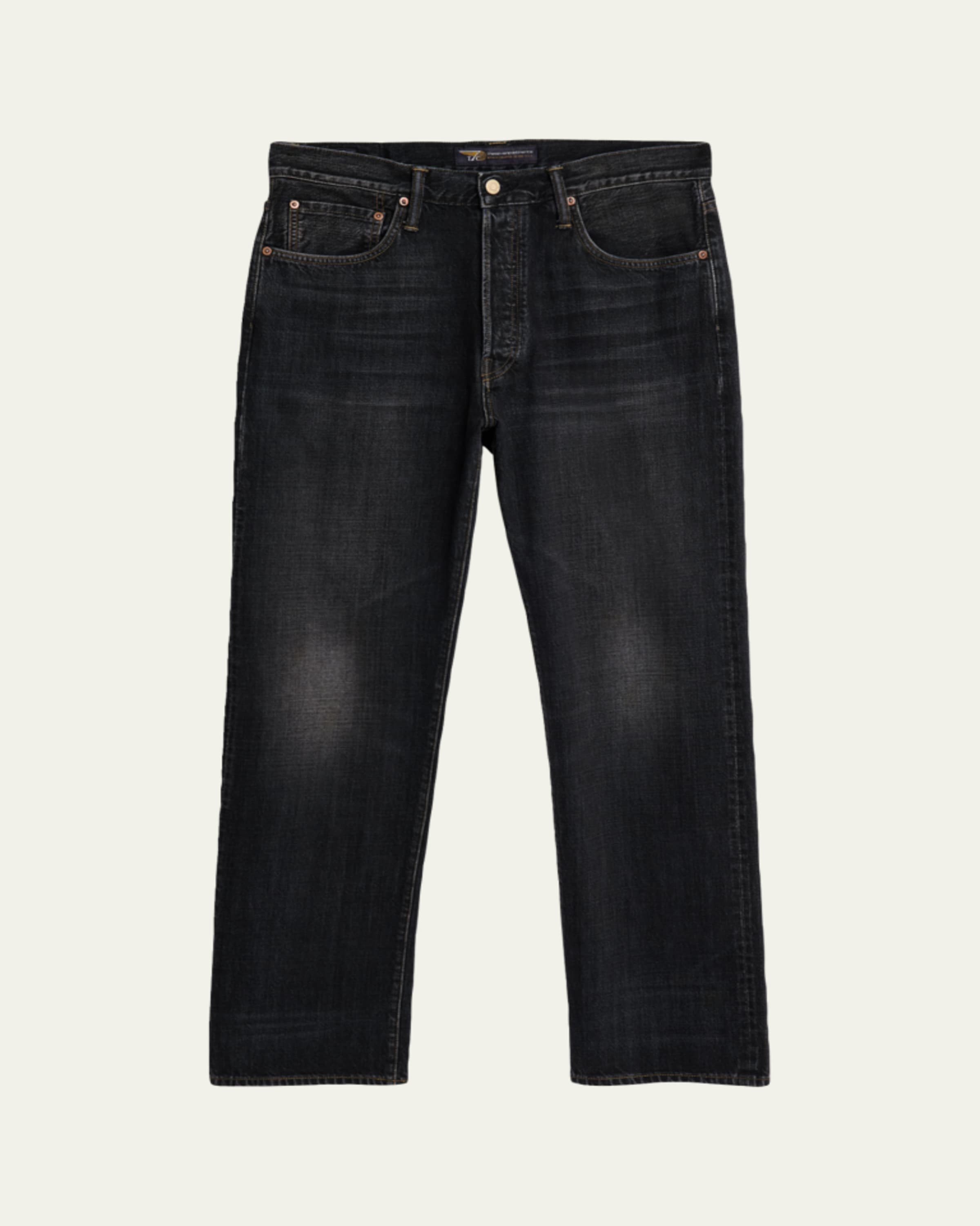 The Seven Continents Men's Cinch Raw Denim Loose-Fit Pleated Jeans