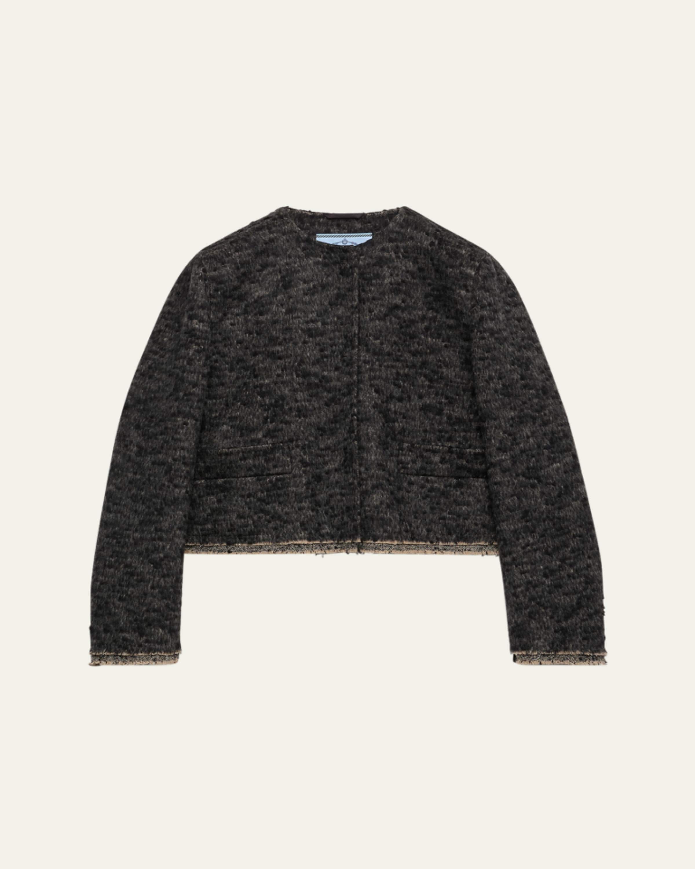 Akris punto Single-Breasted Cotton Tweed Collarless Jacket