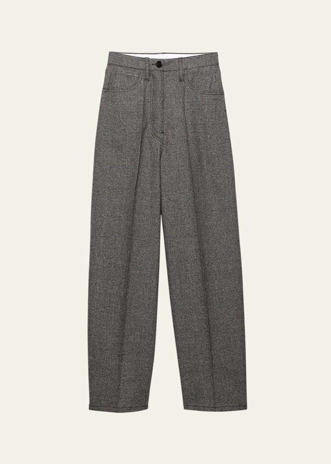 Prada Cropped Wool Check Tailored Pants - Bergdorf Goodman