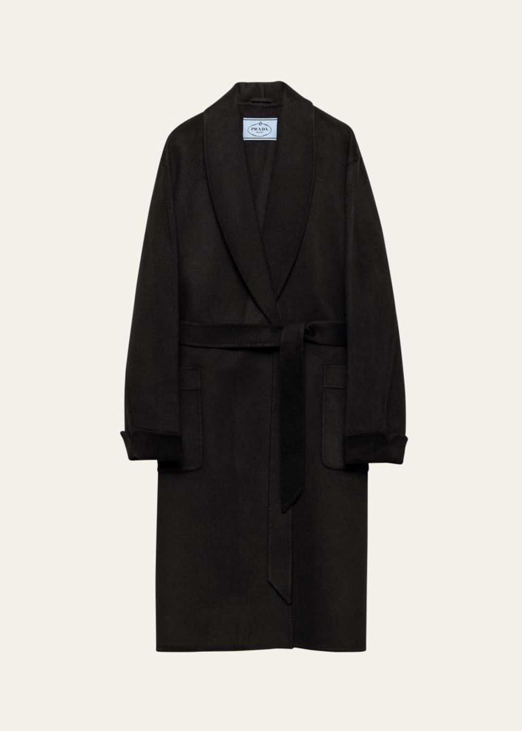 Prada Loden Leather-Button SIngle-Breasted Wool Coat - Bergdorf