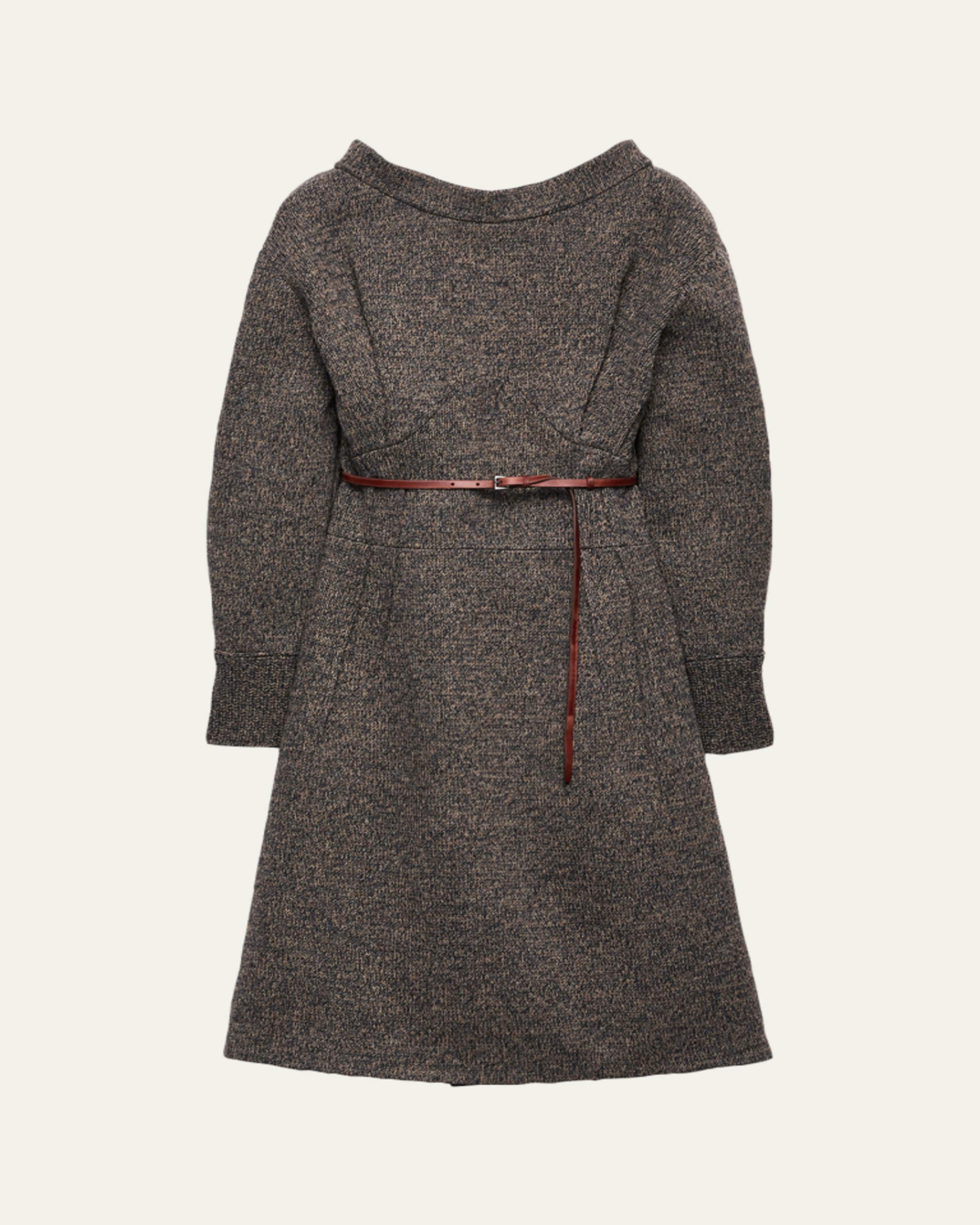 Prada Drawstring Belted Panama Cotton Mini Dress - Bergdorf Goodman