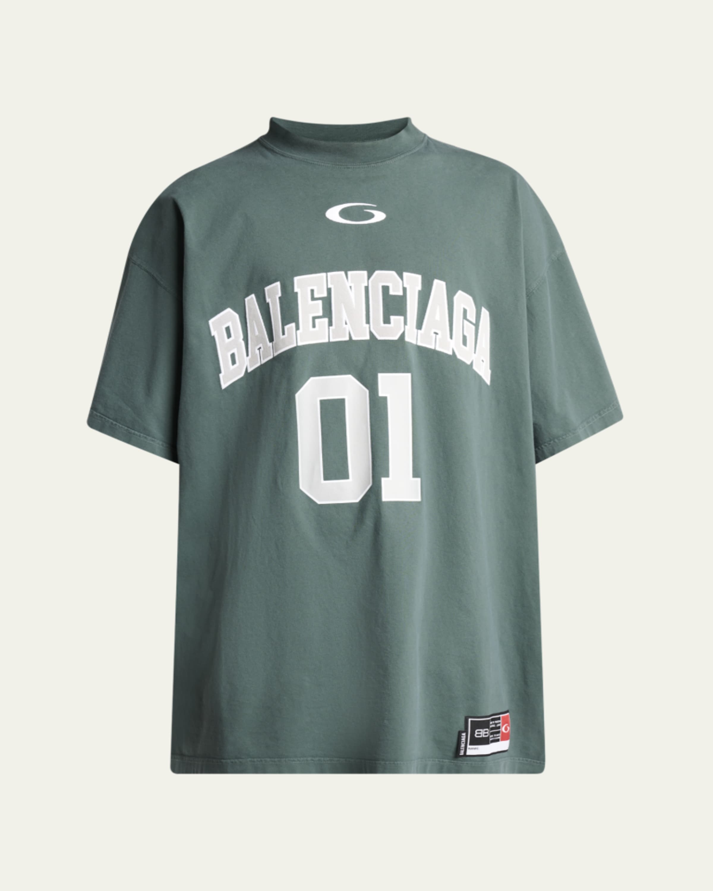 Balenciaga Men's Camouflage Jersey Sports Logo T-Shirt - Bergdorf