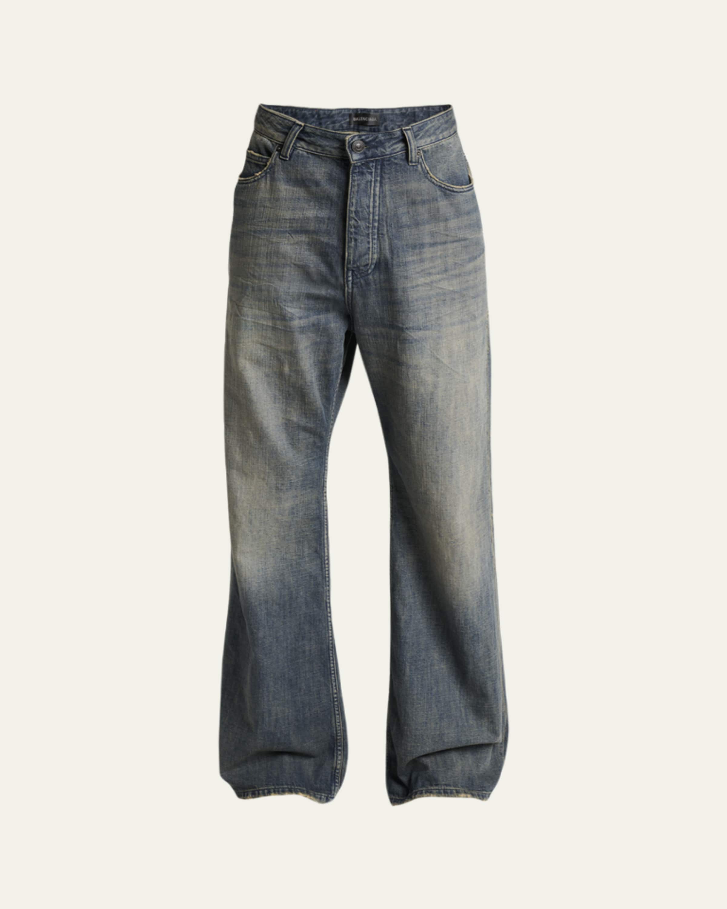 Balenciaga Men's Raw-Edge Denim Straight Leg Jeans - Bergdorf Goodman