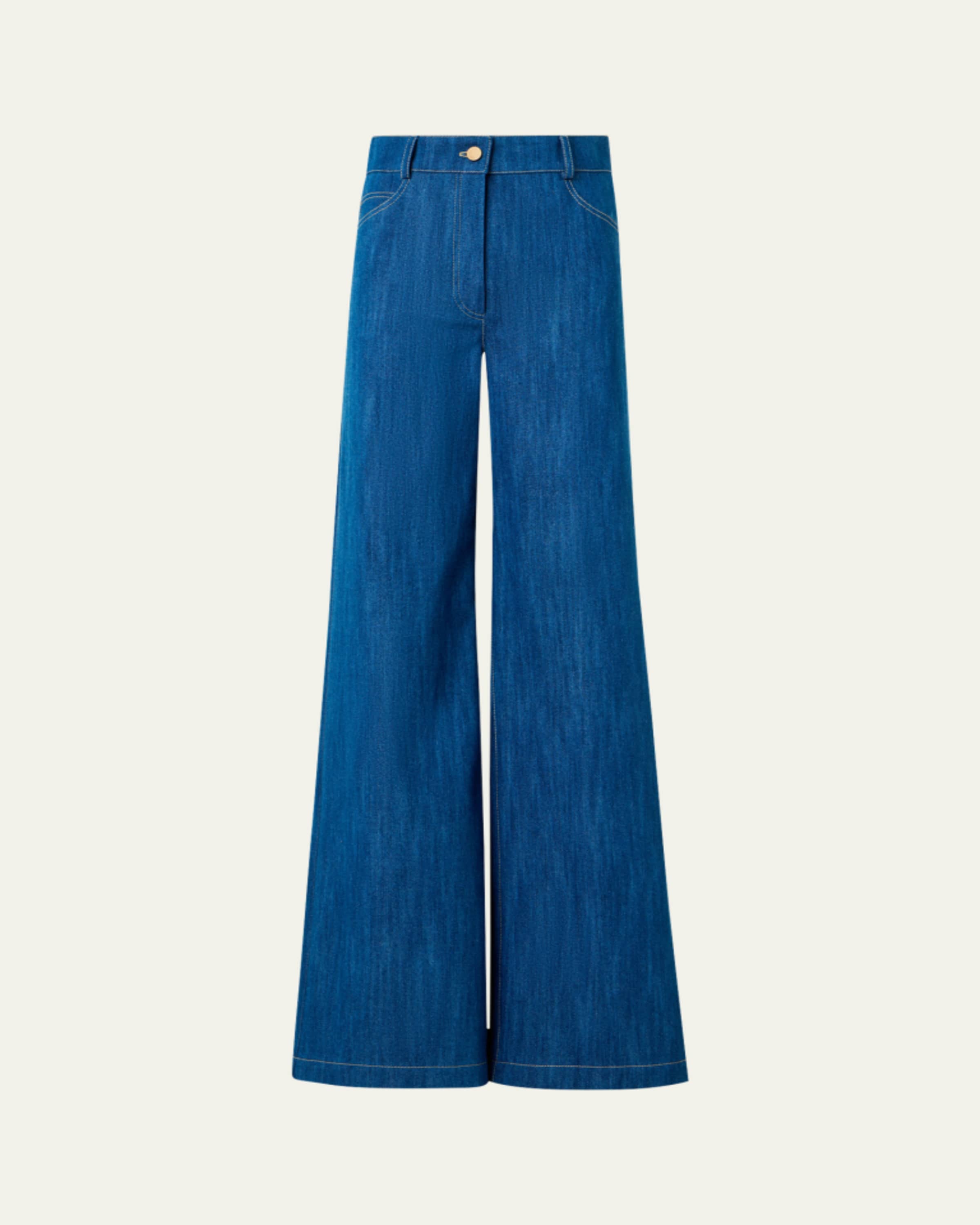 Akris punto Cooper Wide-Leg Cotton Gabardine Pants - Bergdorf Goodman