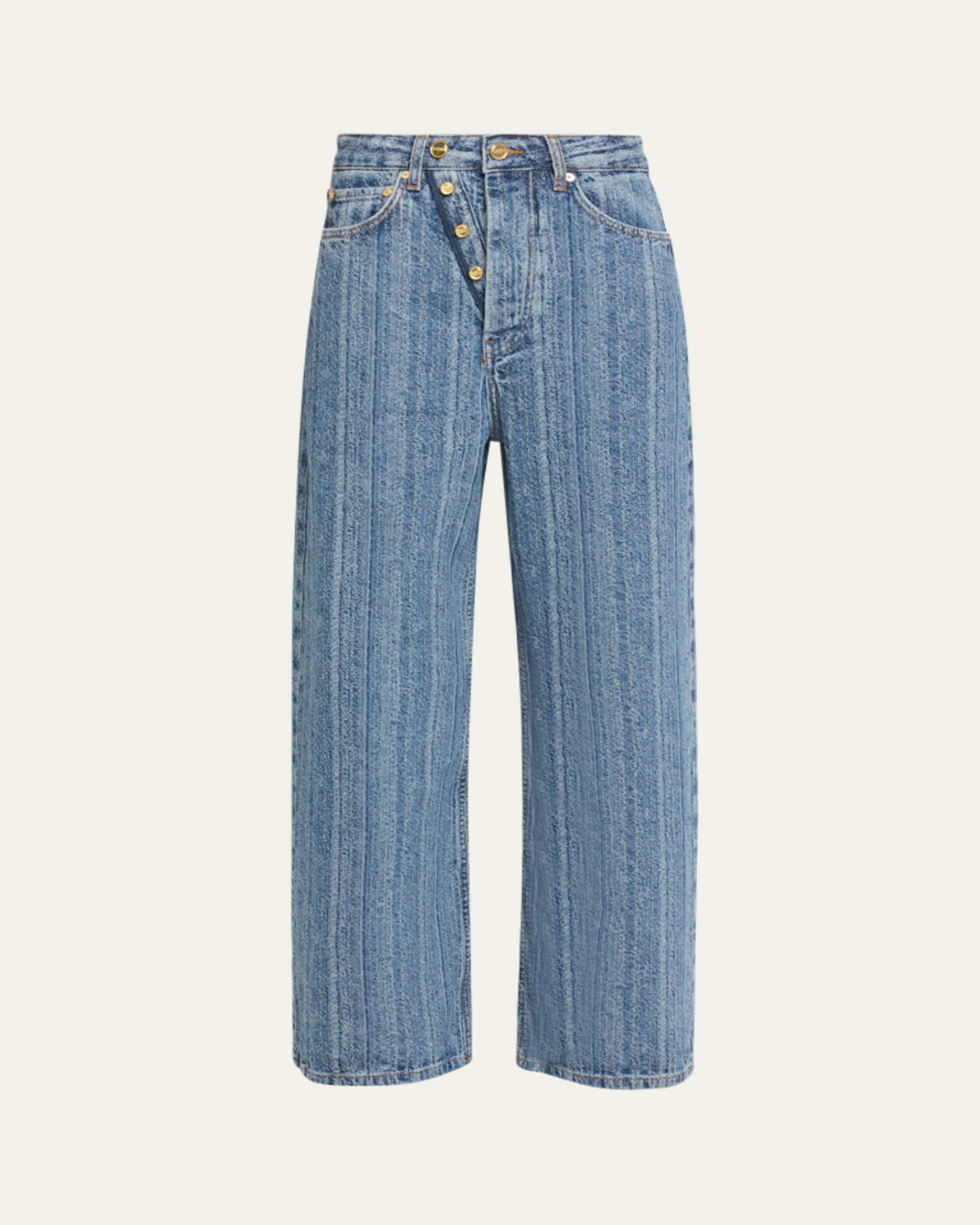 Ganni Betzy Leopard Cropped Bootcut Jeans - Bergdorf Goodman