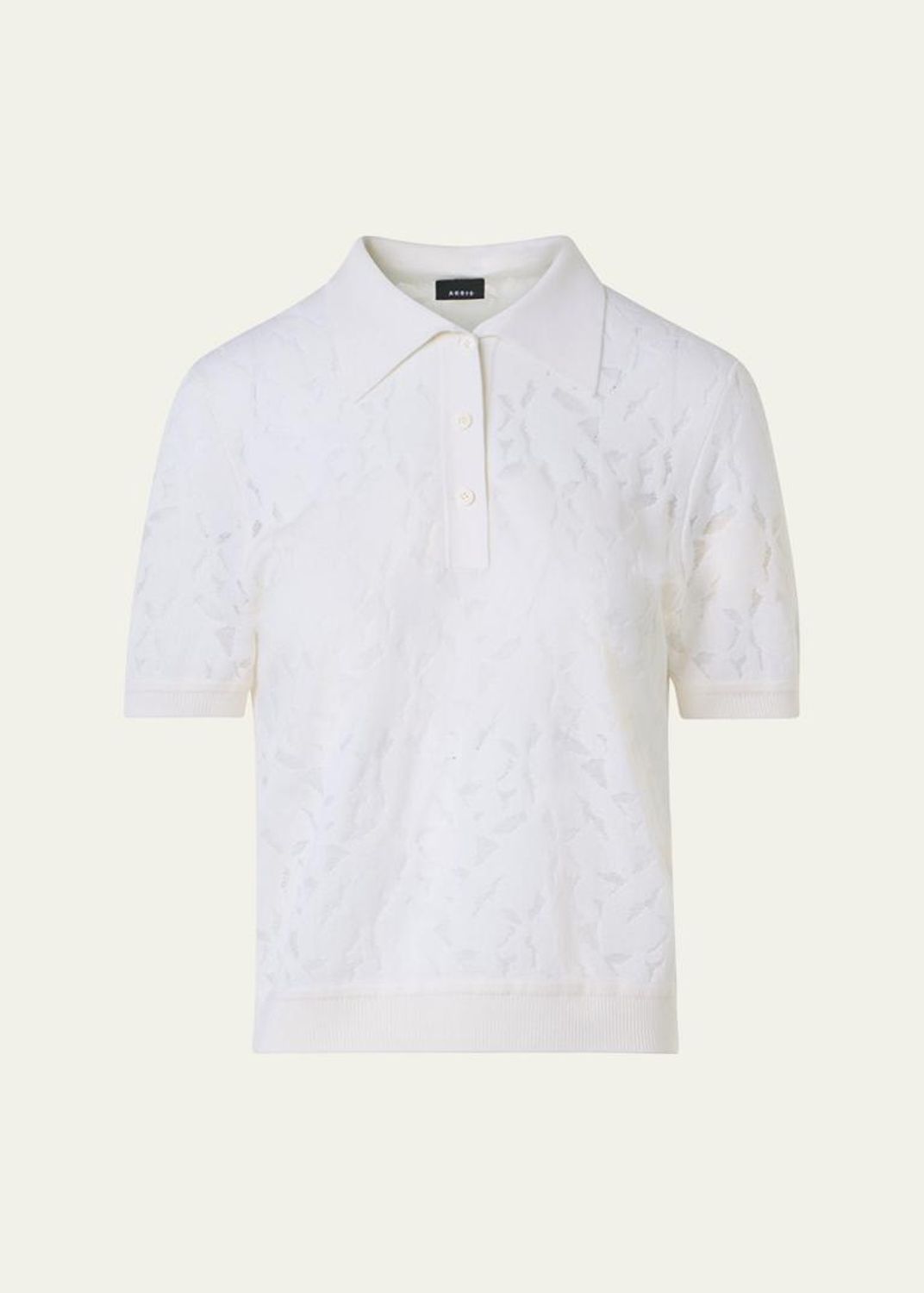 Akris Zigzag Rib Knit Short-Sleeve Polo Sweater - Bergdorf Goodman