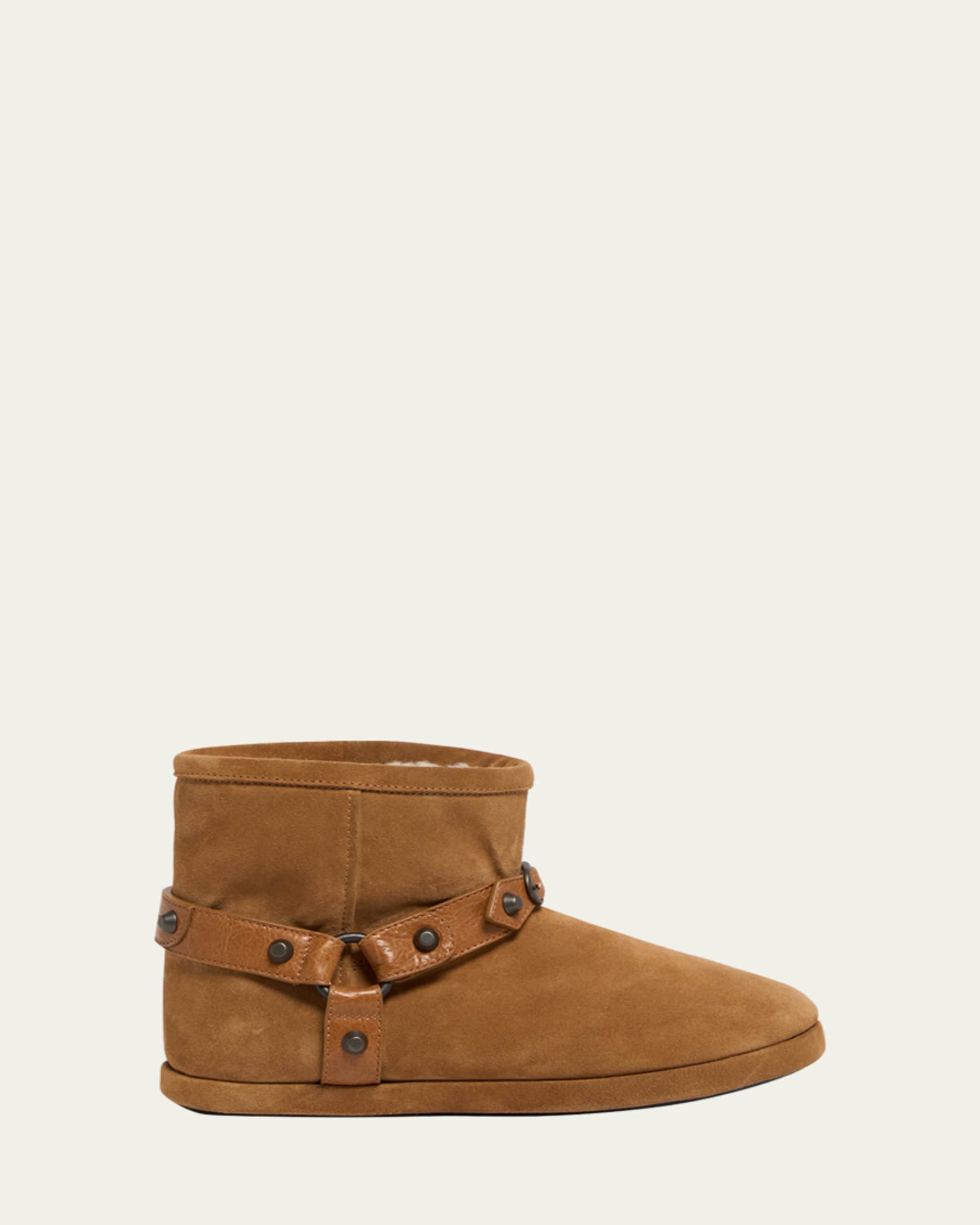 Balenciaga Alaska Soft Shearling-Lined Suede Ankle Booties