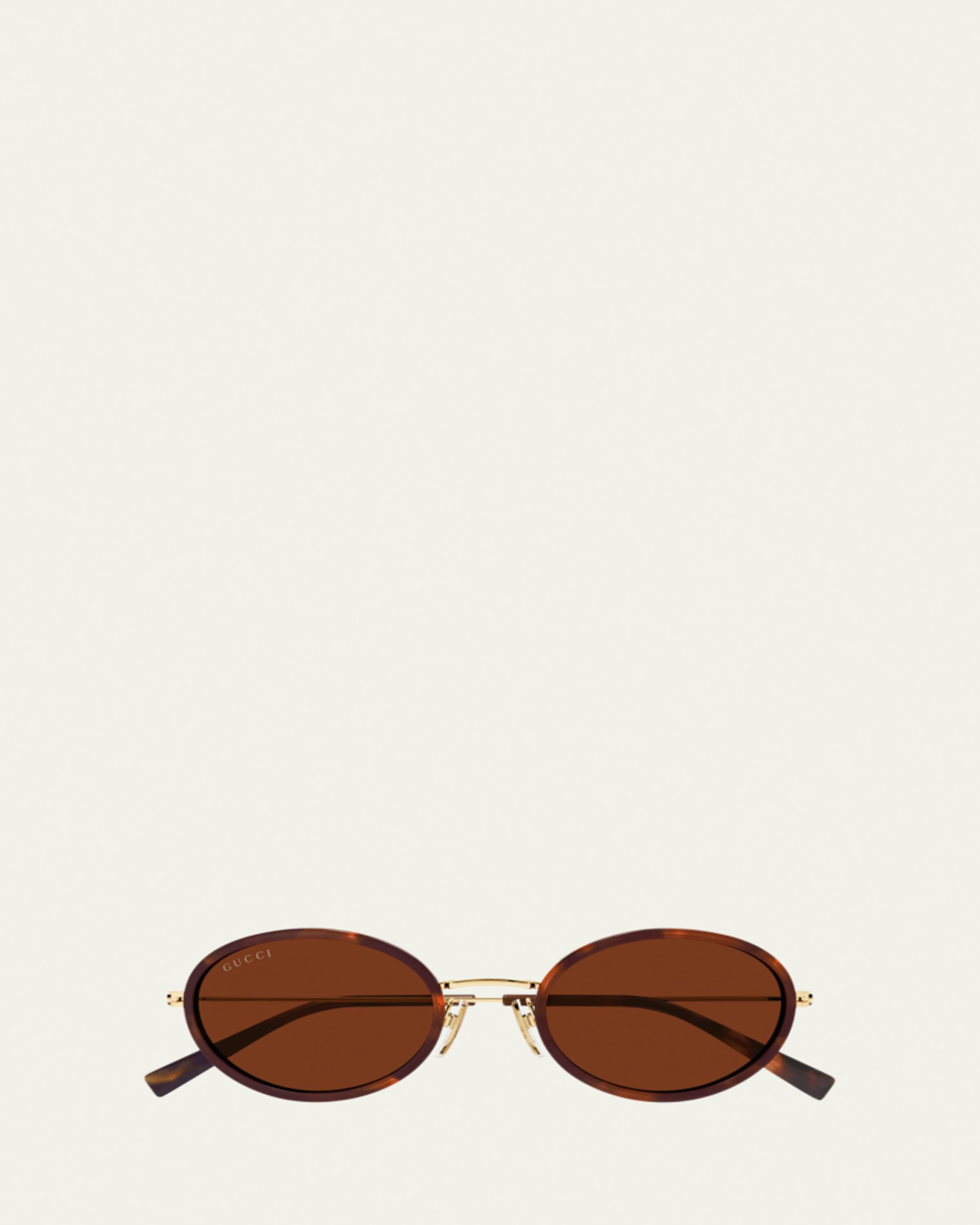 Gucci Emblem 52mm Acetate & Metal Oval Sunglasses - Bergdorf Goodman