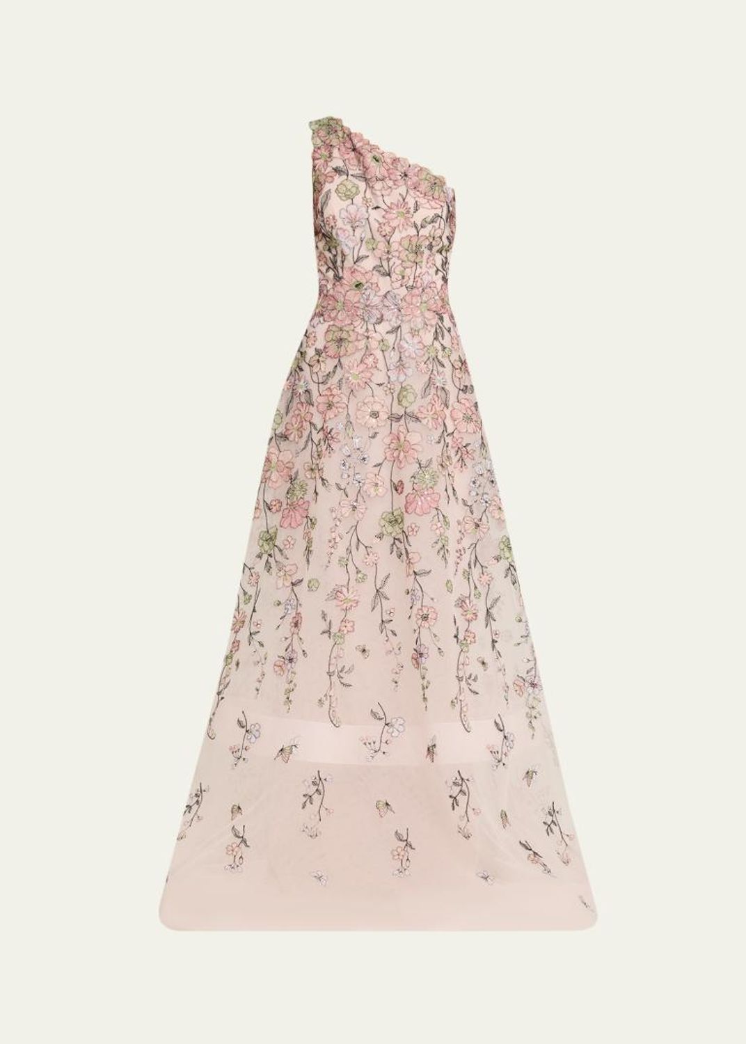 Rickie Freeman for Teri Jon Floral-Print Mikado Column Gown - Bergdorf ...