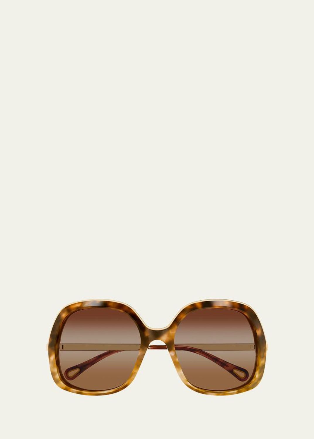 Chloe Oversized Brown Gradient Sunglasses with Subtle Gold Accents Chloe Gradient Aviator Metal Sunglasses - Bergdorf Goodman main image 3