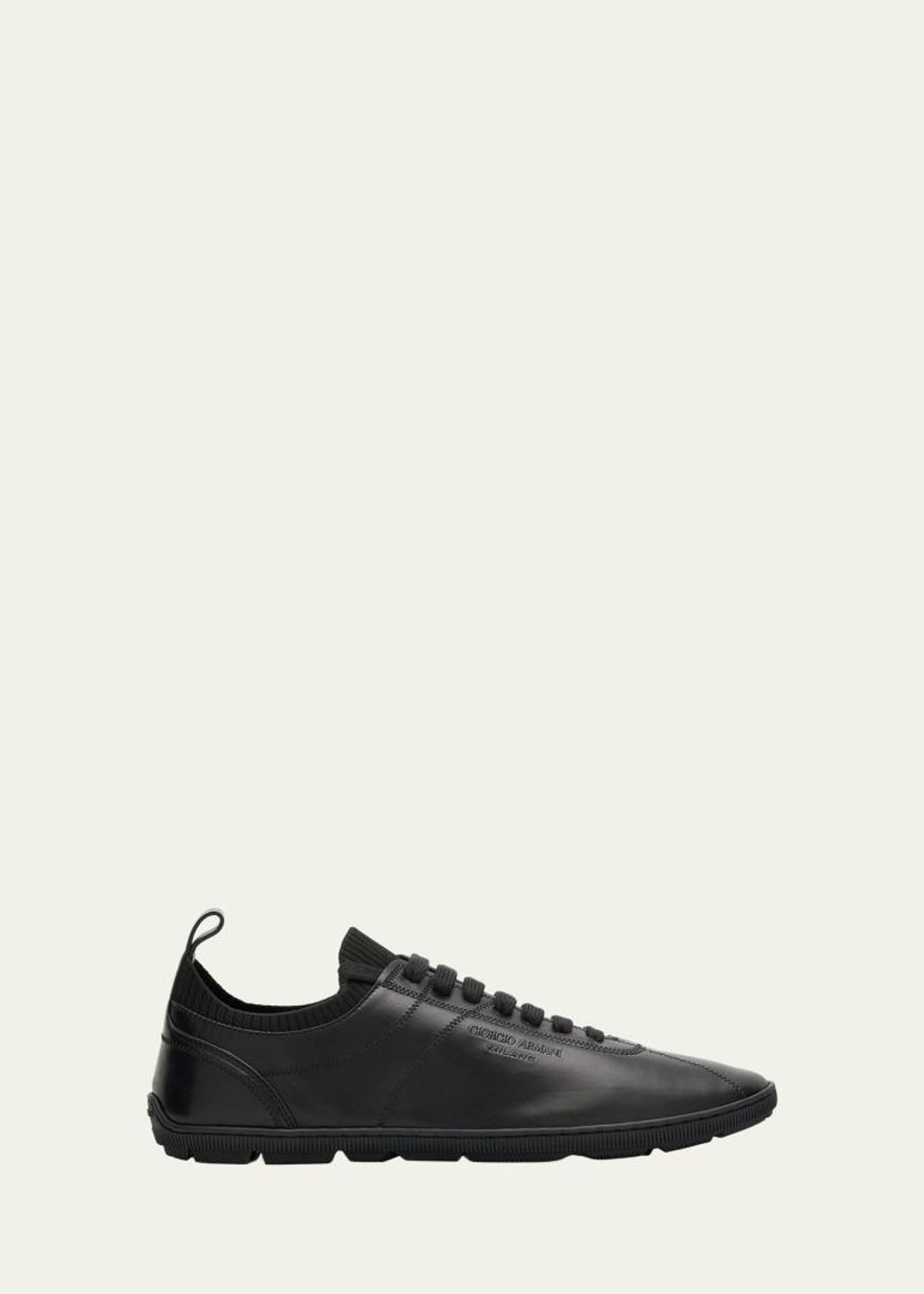 Giorgio Armani Men's Leather Knit-Lining Low-Top Sneakers