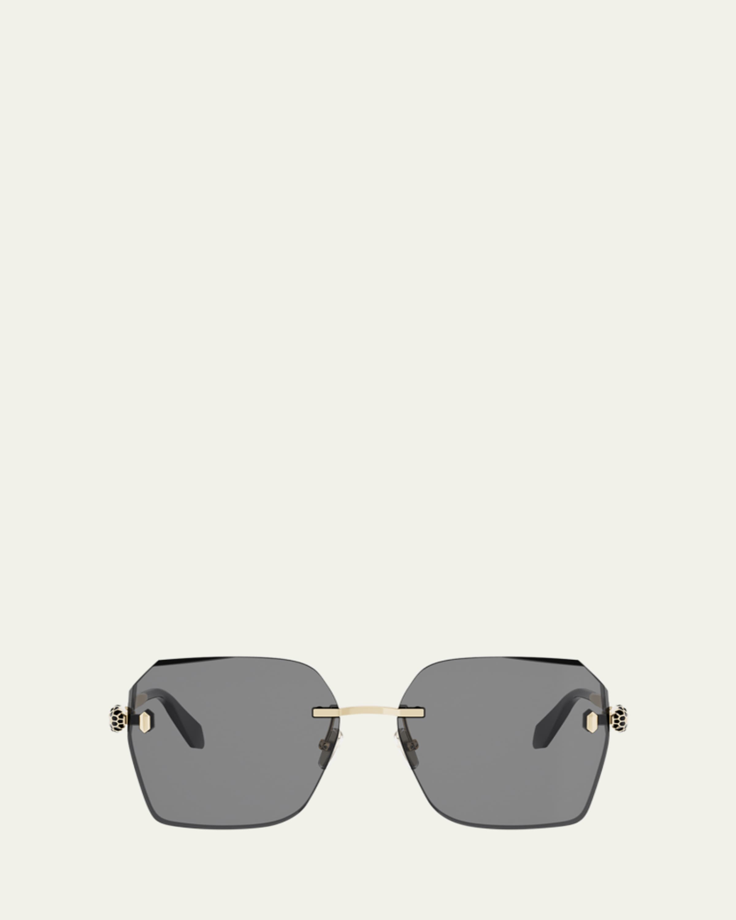 BVLGARI Serpenti Forever Rimless Oval Metal Sunglasses - Bergdorf