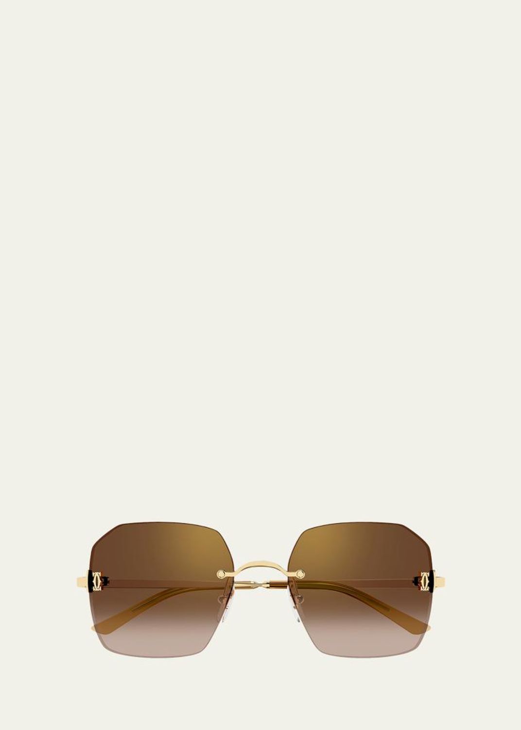 Cartier Classic Décor C Square Rimless Metal Sunglasses - Bergdorf