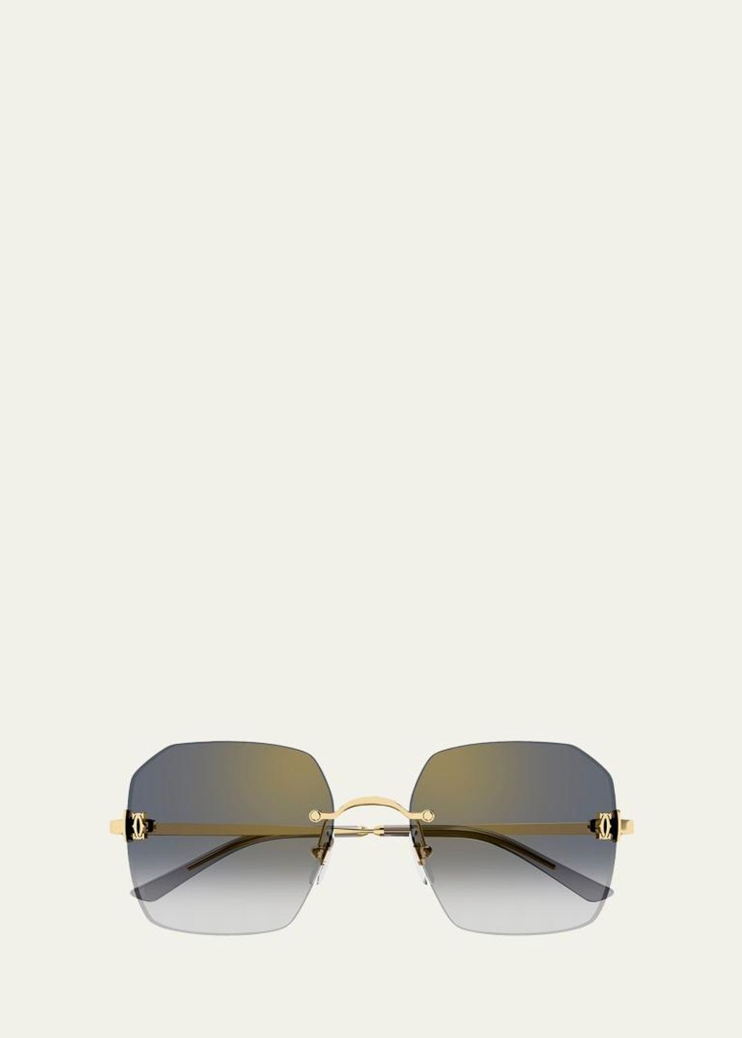 Cartier C de Cartier Rectangular Metal Sunglasses - Bergdorf Goodman