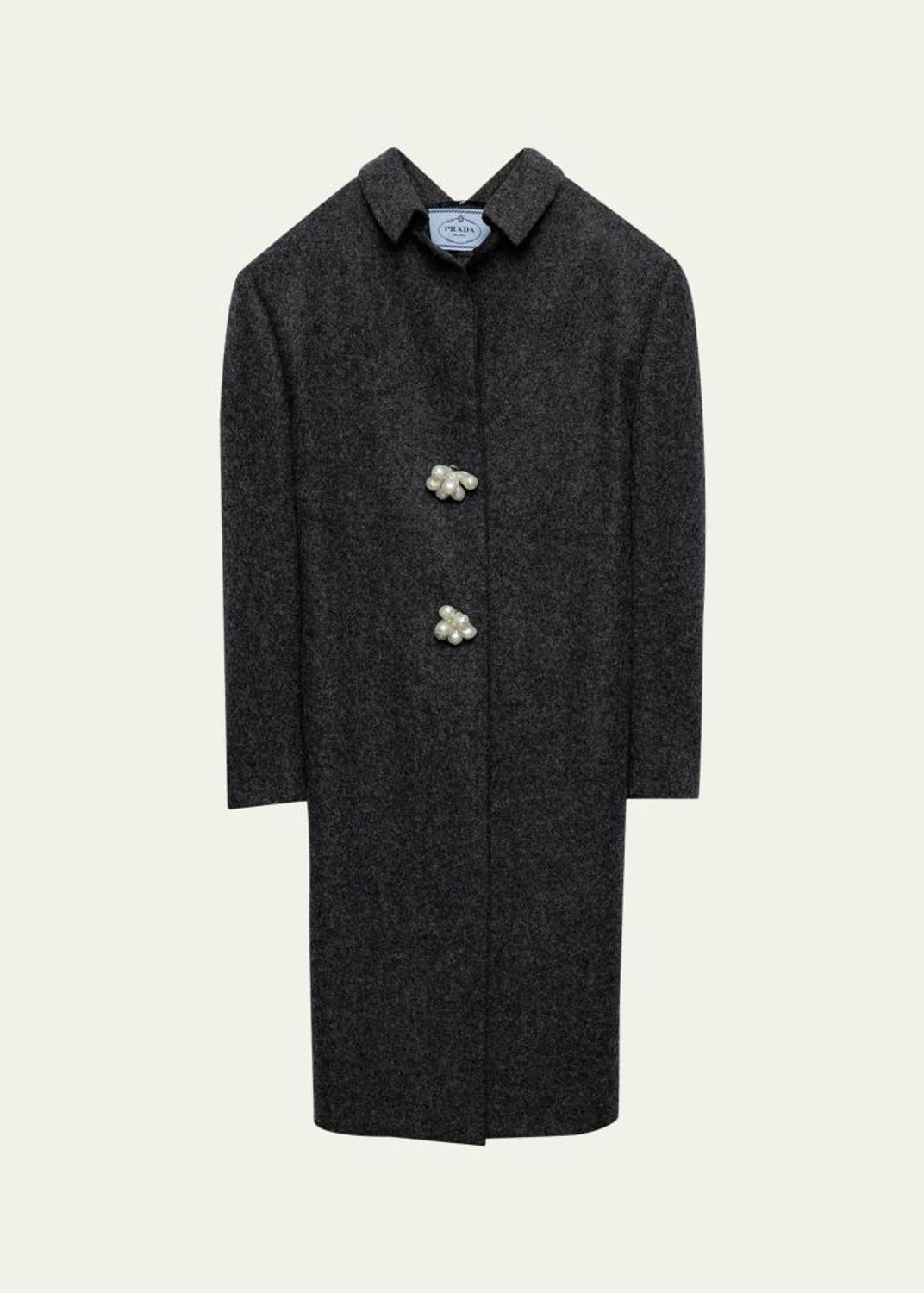 Prada Loden Leather-Button SIngle-Breasted Wool Coat - Bergdorf