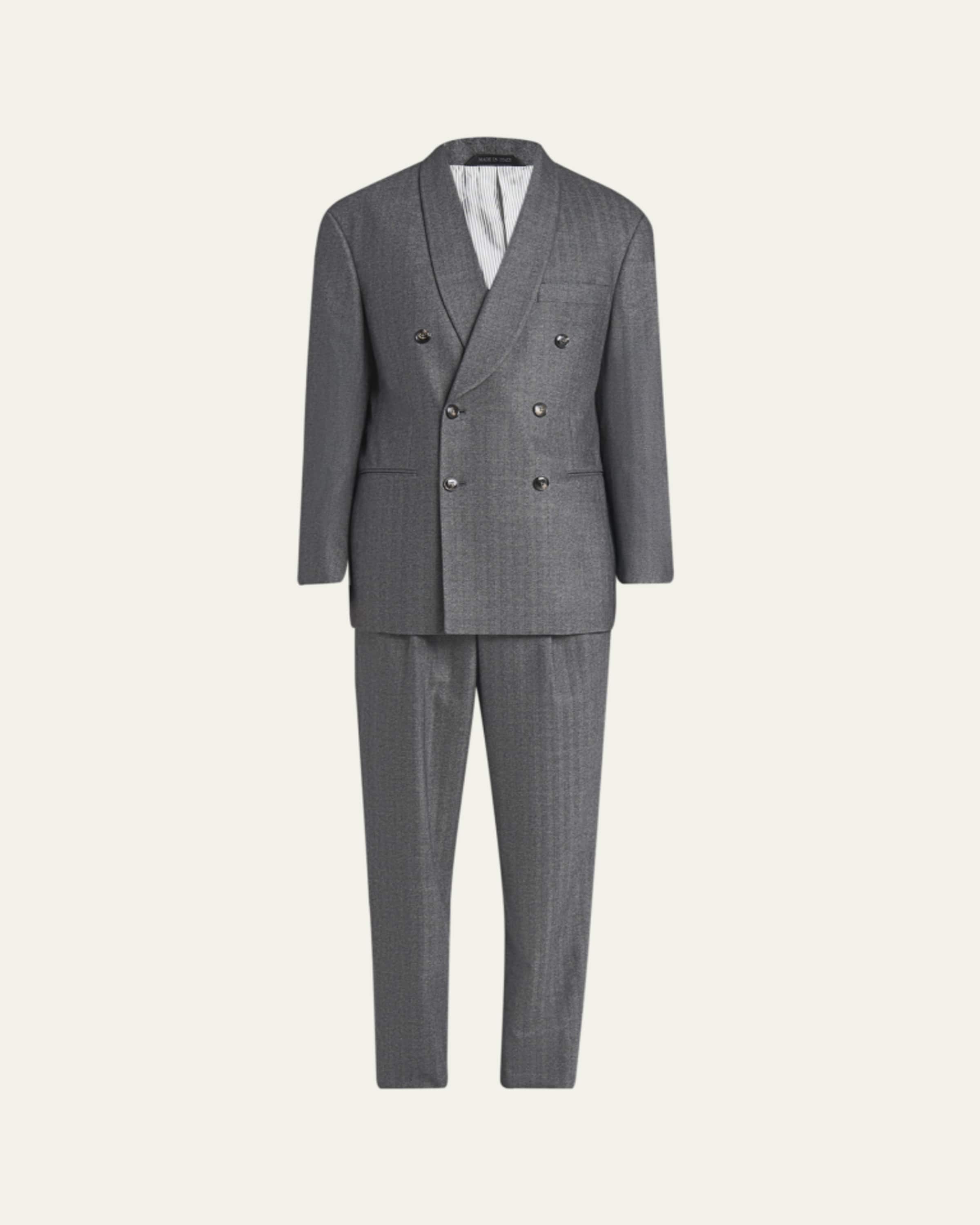 Giorgio Armani Men's Linen Pleated Wide-Leg Trousers - Bergdorf