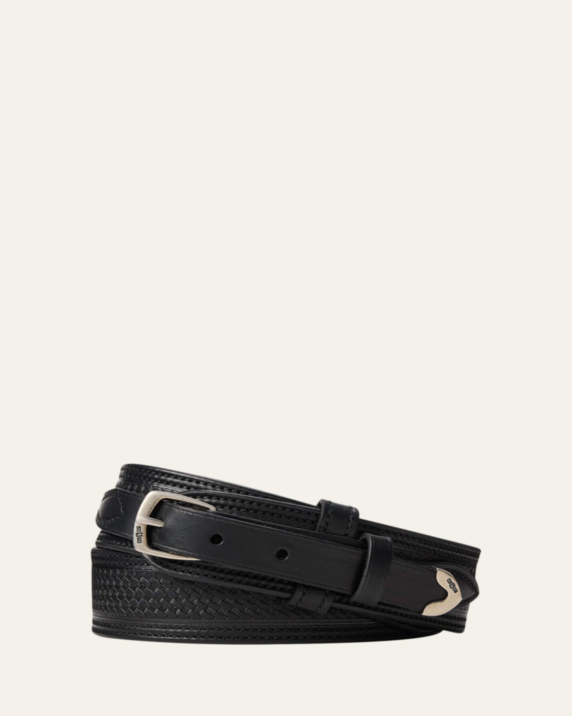 Ralph Lauren Purple Label Men's Woven Leather Belt - Bergdorf Goodman