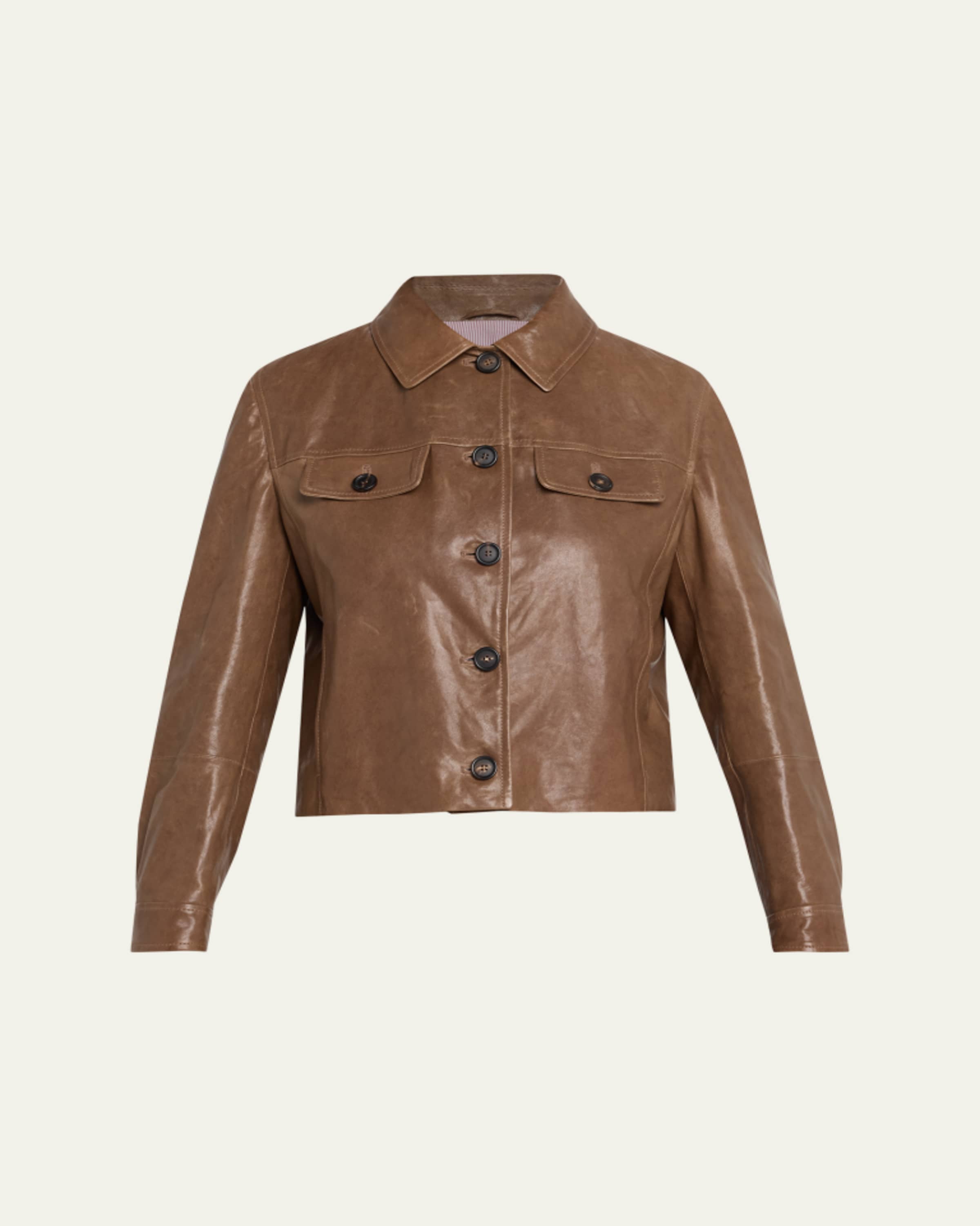 Akris punto Perforated Leather Crop Moto Jacket - Bergdorf Goodman